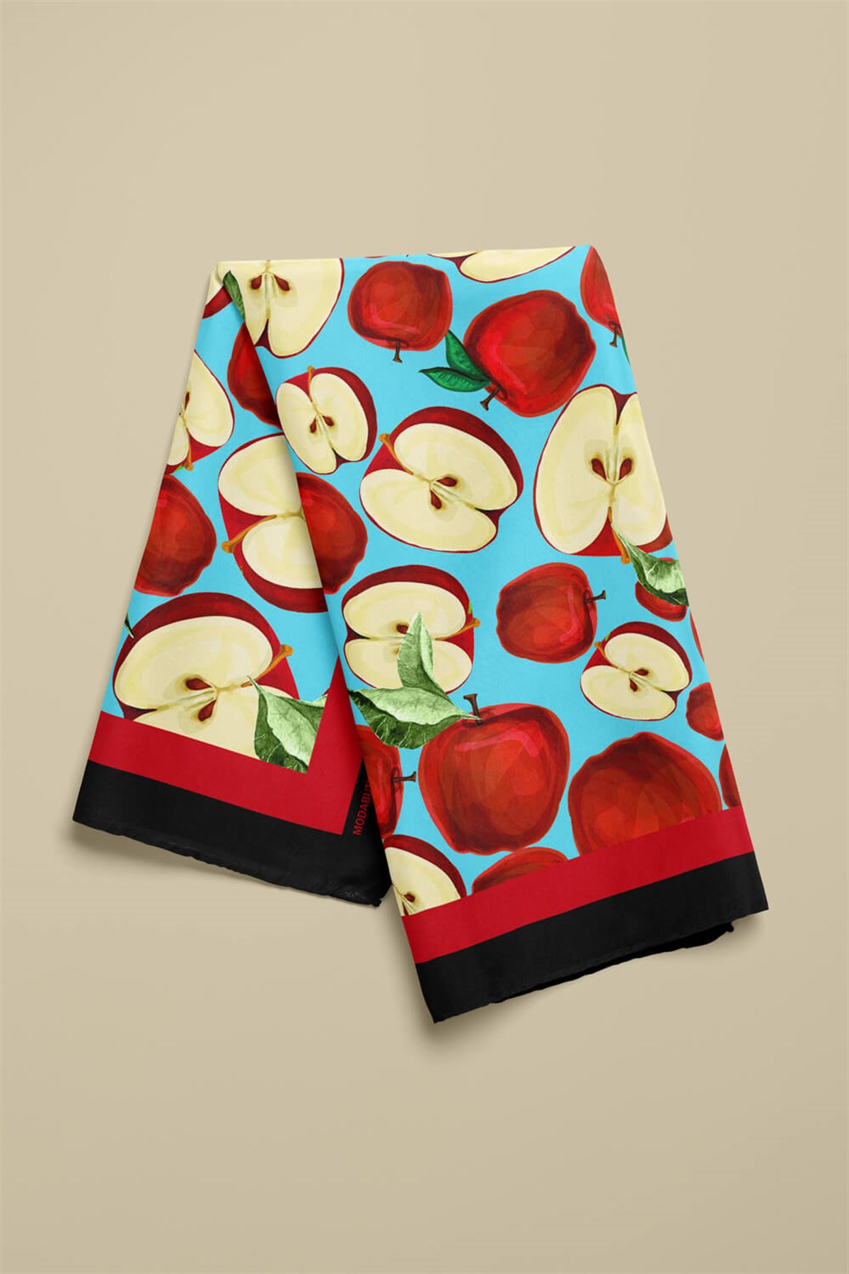 Violla G65 Kadın Kırmızı Krem Apple Desenli 50x50 Bandana HYL DG01058-22