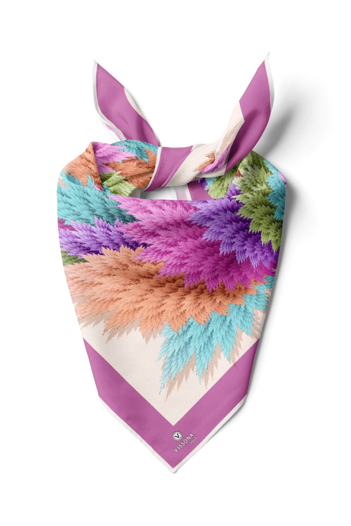 %100 İpek Kadın Desenli Bandana 80x80