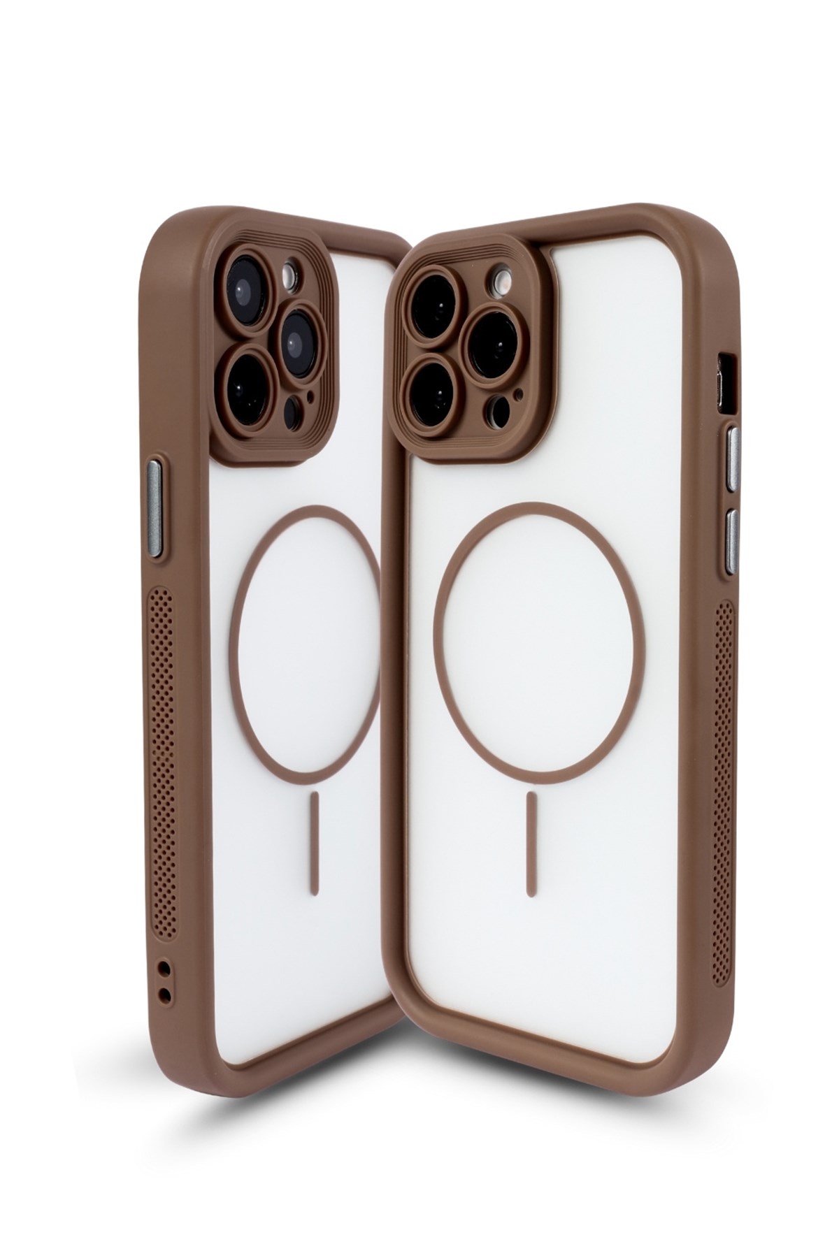 iPhone 15 Pro Max Kılıf – Kamera Korumalı – MagSafe Uyumlu – Haki Renk – Mat Silikon Telefon Kılıfı