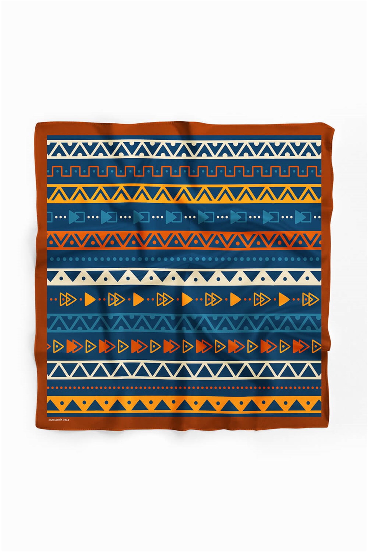 Violla A10 Kadın Egzotik Desenli Bandana 50x50 Sarı Turuncu Mavi DG0311-22