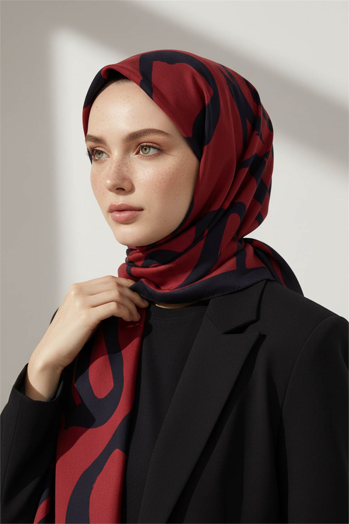 KREP FIRÇA DARBESİ DESENLİ BORDO RENKLİ 75X195 KIRIŞMAZ ŞAL