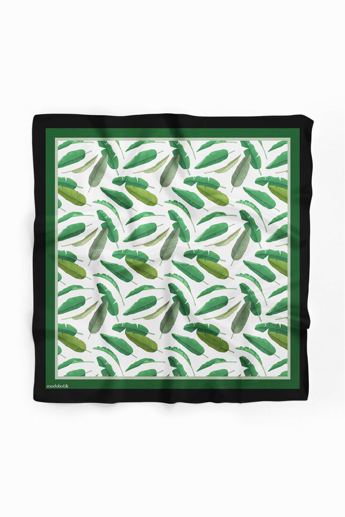 Violla D38 Kadın Yeşil Yaprak Desenli 50x50 Bandana HYL DG01680-22
