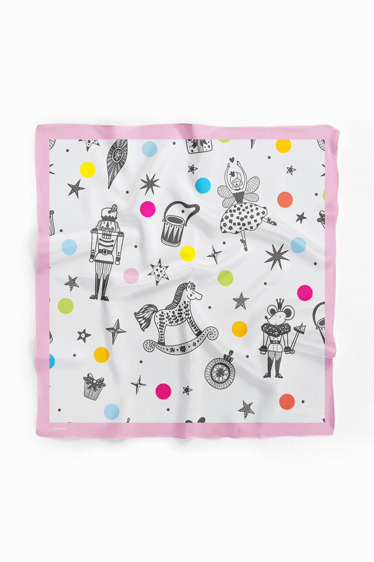 Violla Y38 Kadın Comics Desenli Bandana 50x50 Beyaz DG0195-22