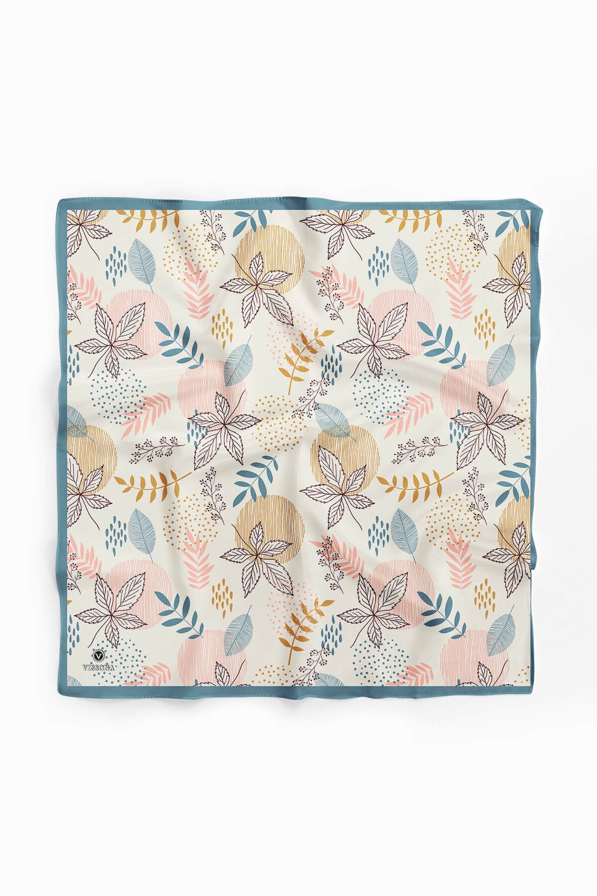 %100 İpek Yaprak Desenli Kadın Bandana