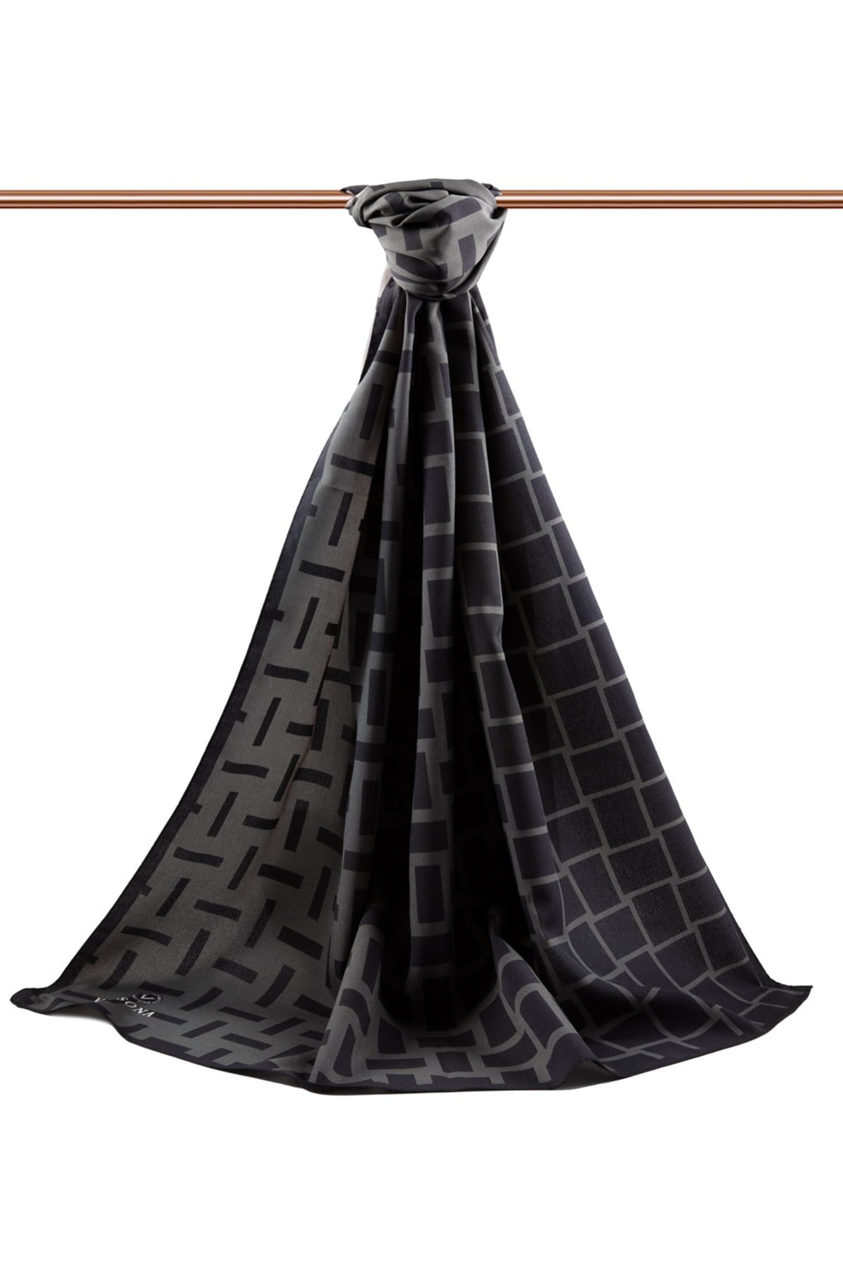 KREP KARELİ DESENLİ FÜME RENKLİ 75X195 KIRIŞMAZ ŞAL