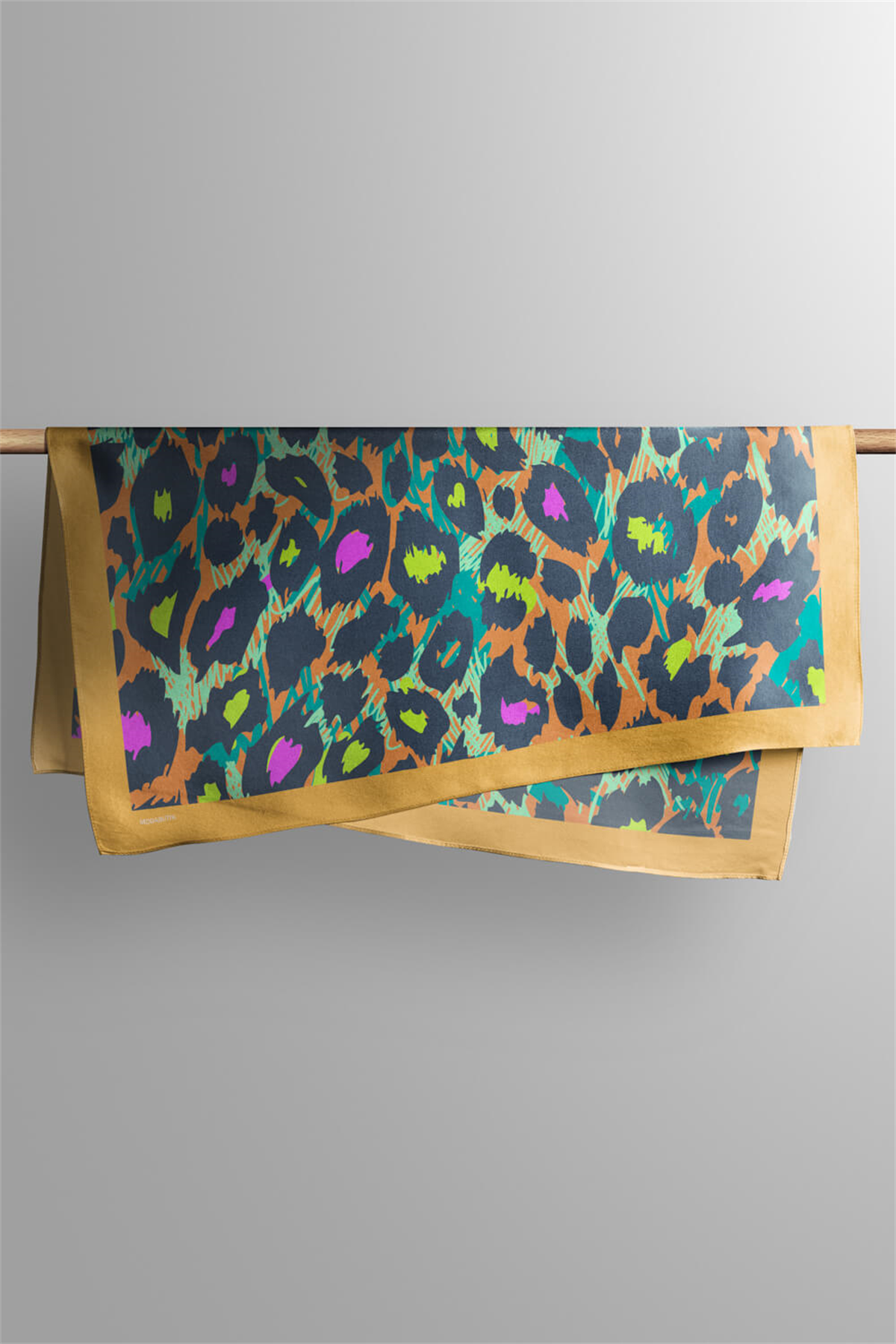 Z93 Kadın Yağlı Boya Desenli Bandana 50x50 Sarı Mavi DG0271-22 Snz