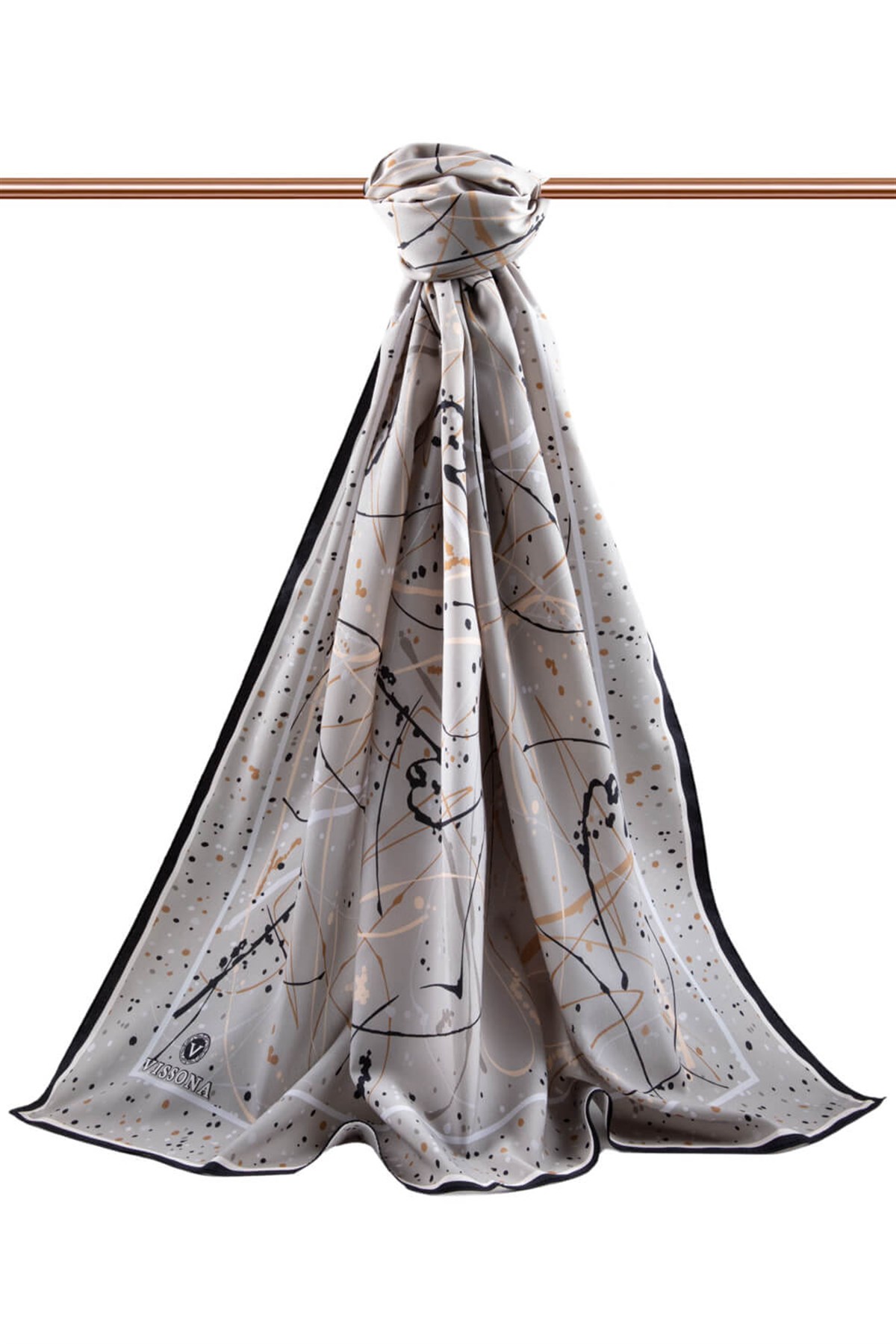 KREP BOYA DAMLASI DESENLİ GRİ RENKLİ 75X195 KIRIŞMAZ ŞAL