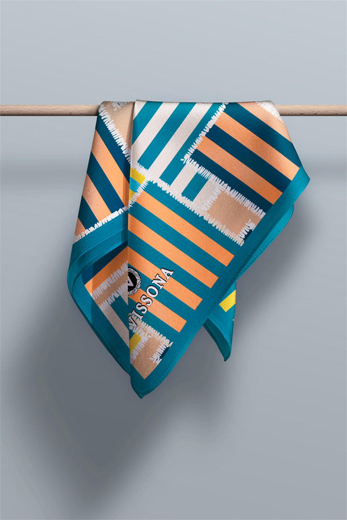 SATEN İPEK GEOMETRİK DESENLİ KADIN FULAR