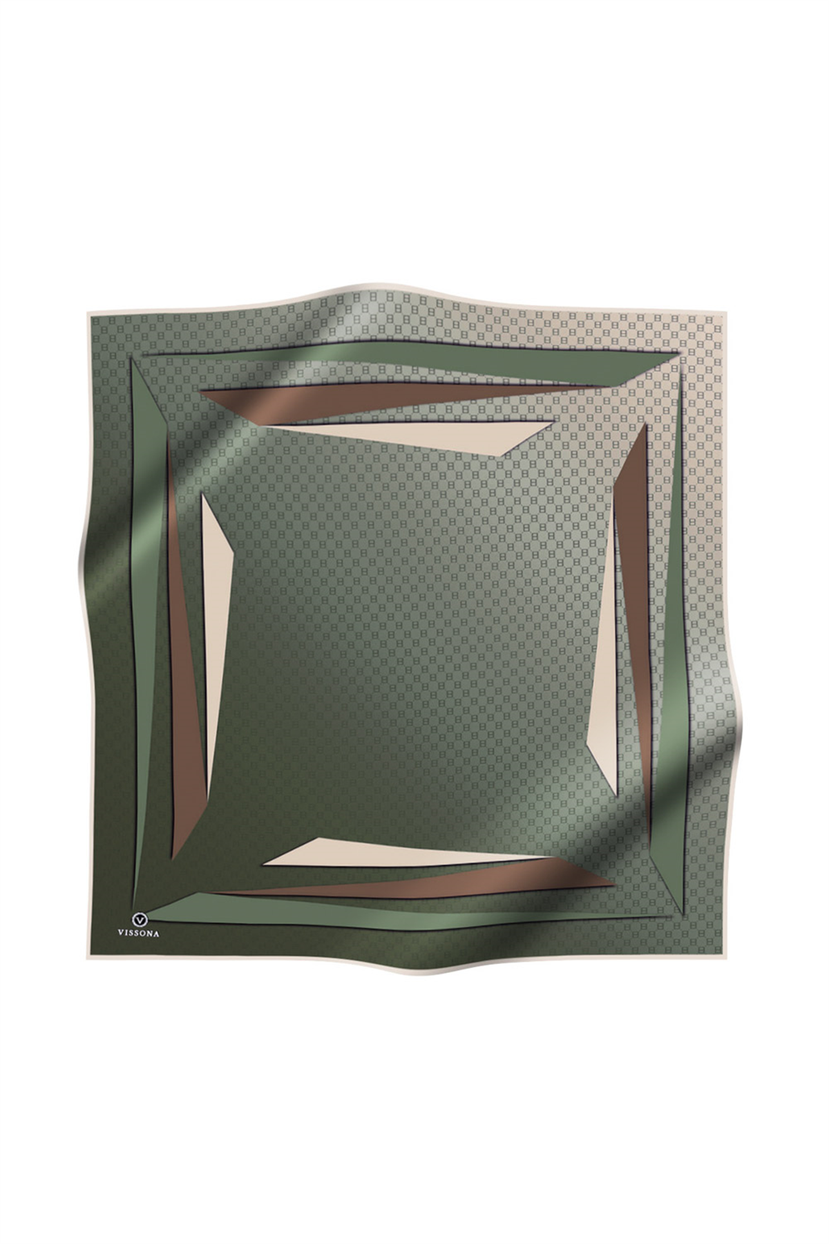 % 57 İPEK % 43 VİSKON Twill İpek Degrade Desenli Haki - Bej Renkli 90x90 Eşarp Dikim Şekli : El Dikişi