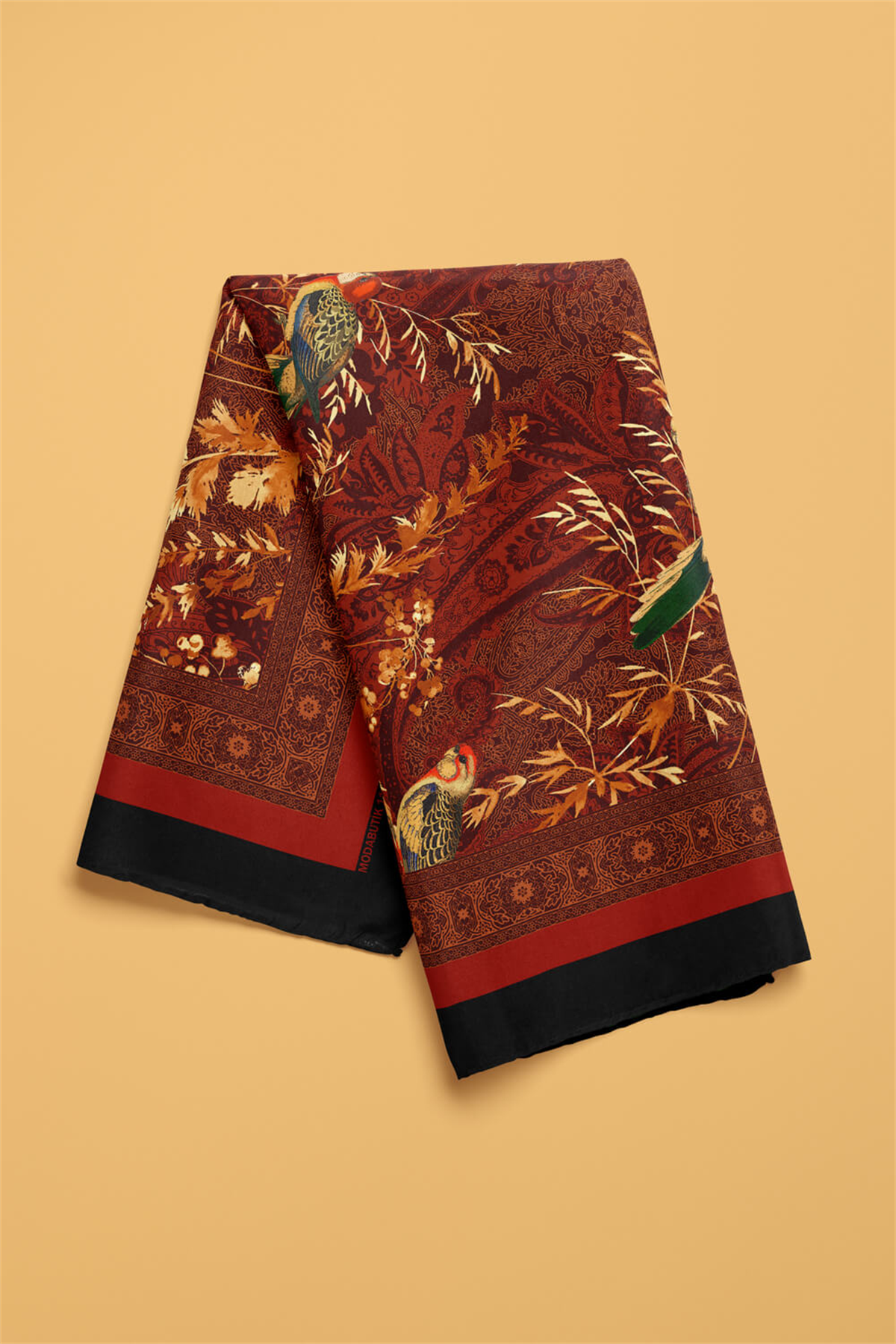 Kadın Kiremit Kahverengi Sultan  Desenli 50x50 Bandana