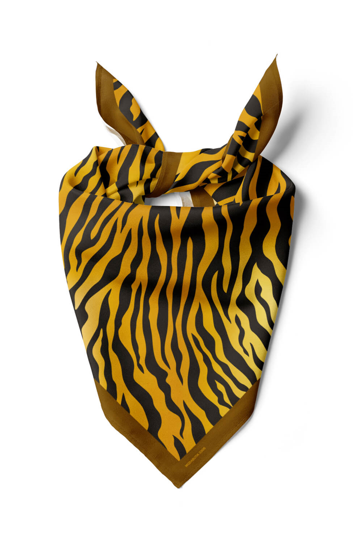 D108 Kadın Dalgalı Desenli Bandana 50x50 Sarı DG0306-22