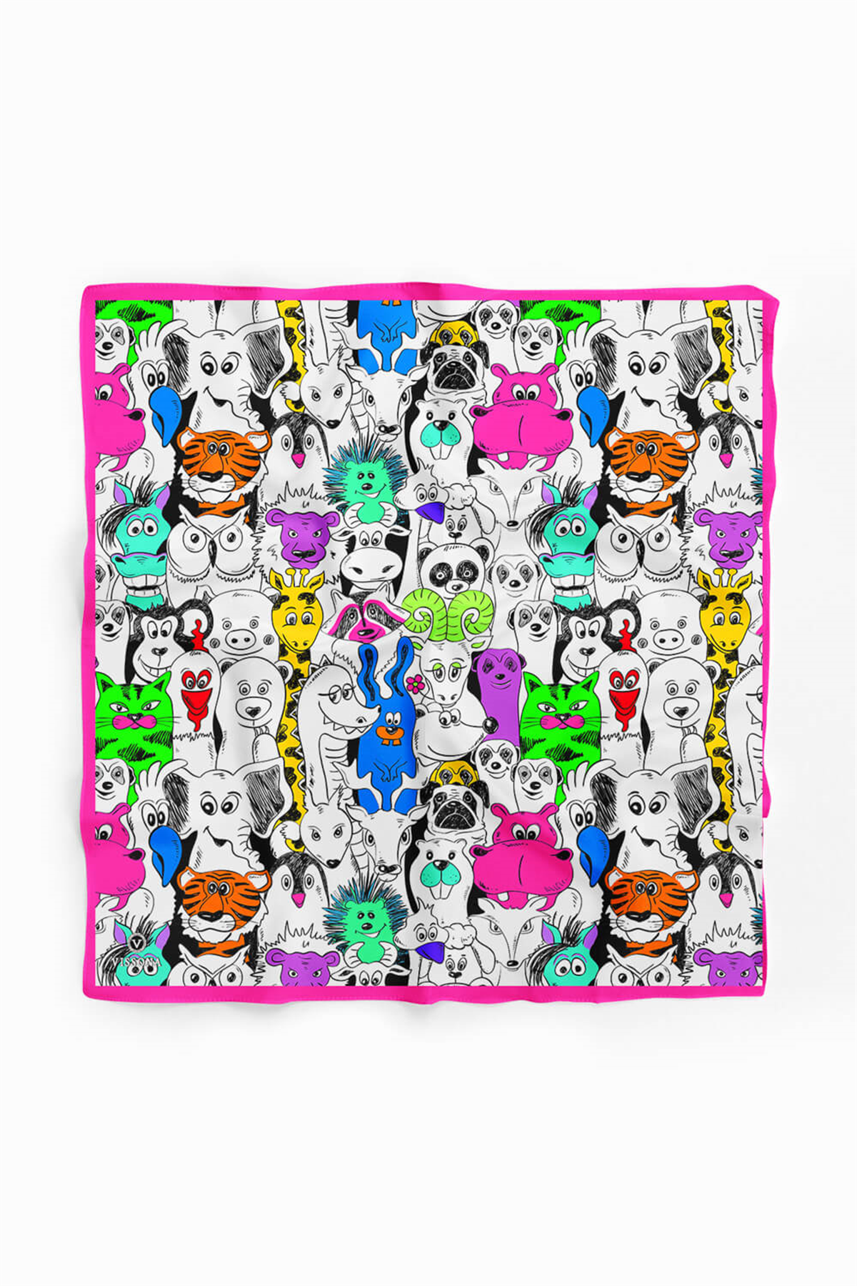 %100 İPEK HAYVAN DESENLİ KADIN BANDANA 50X50