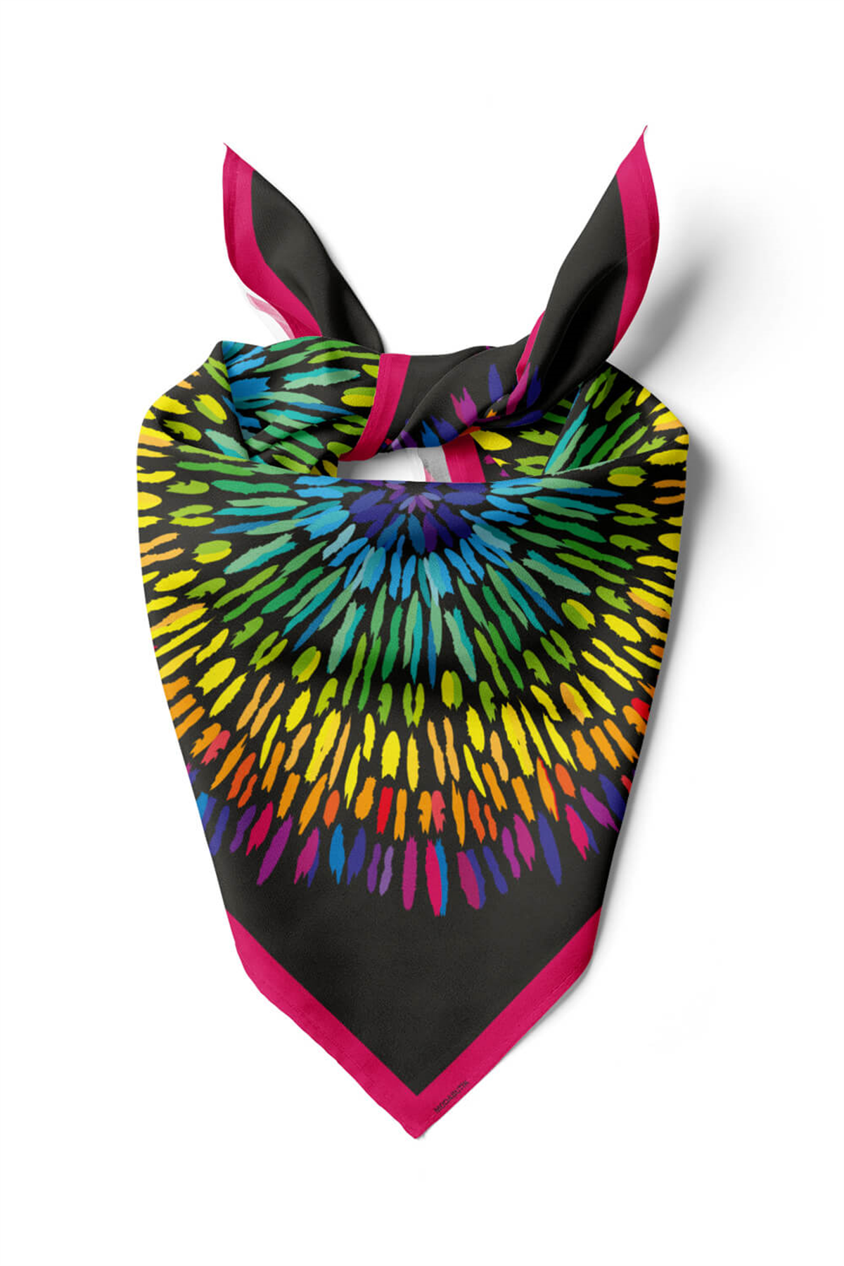 Y67 Kadın Yıldız Desenli Bandana 50x50 Yeşil Mavi DG0345-22