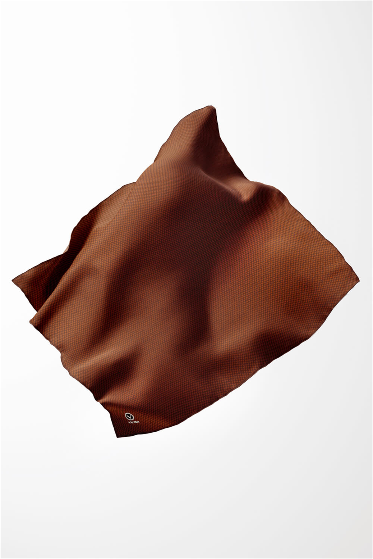 Twill Dokulu Düz Renk Desenli Taba Renkli 90x90 Eşarp (İpek İçermez) Kenar Dikiş Şekli El Dikişli