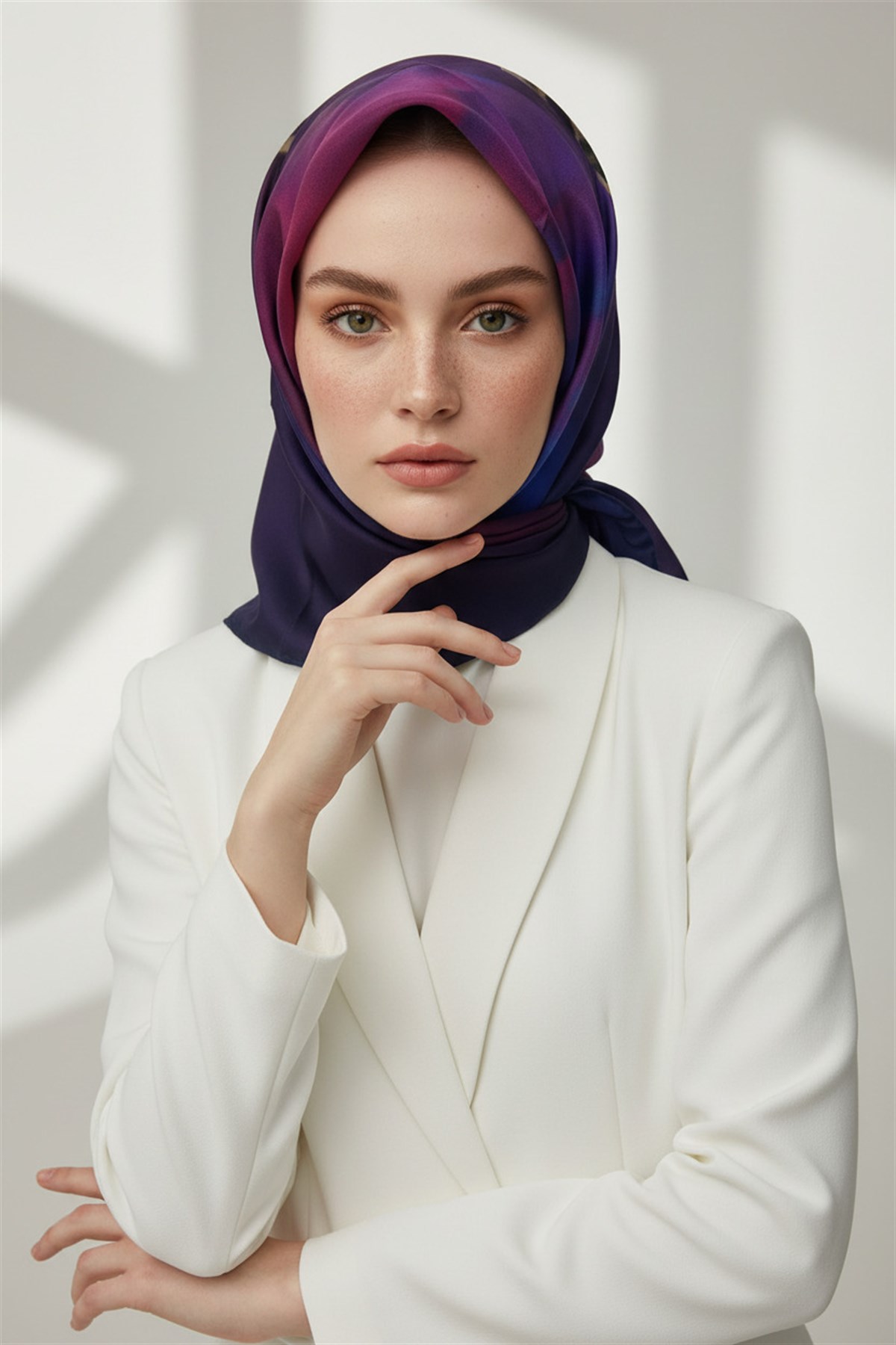 %100 Twill İpek Gül Desenli Kırmızı - Lacivert Renkli 90x90 Eşarp Dikim Şekli : El Dikişi