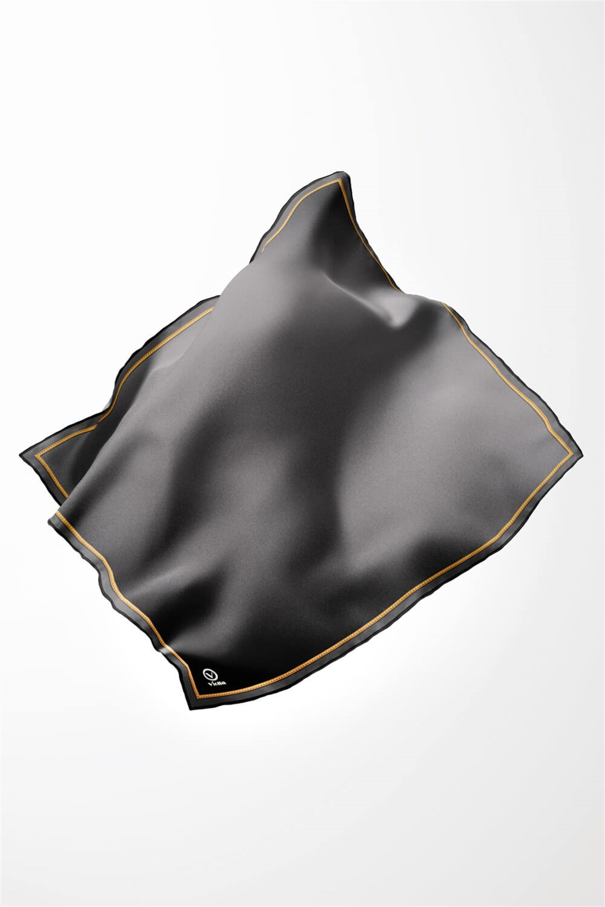 Twill Degrade Desenli Gri Renkli 90x90 Eşarp (İpek İçermez) Kenar Dikiş Şekli El Dikişli