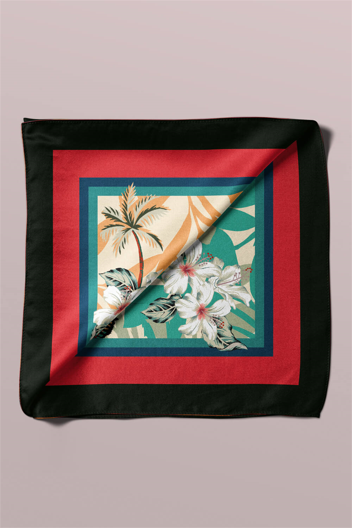 C89 Kadın Kaplan Desenli 50x50 Bandana DG01571-22