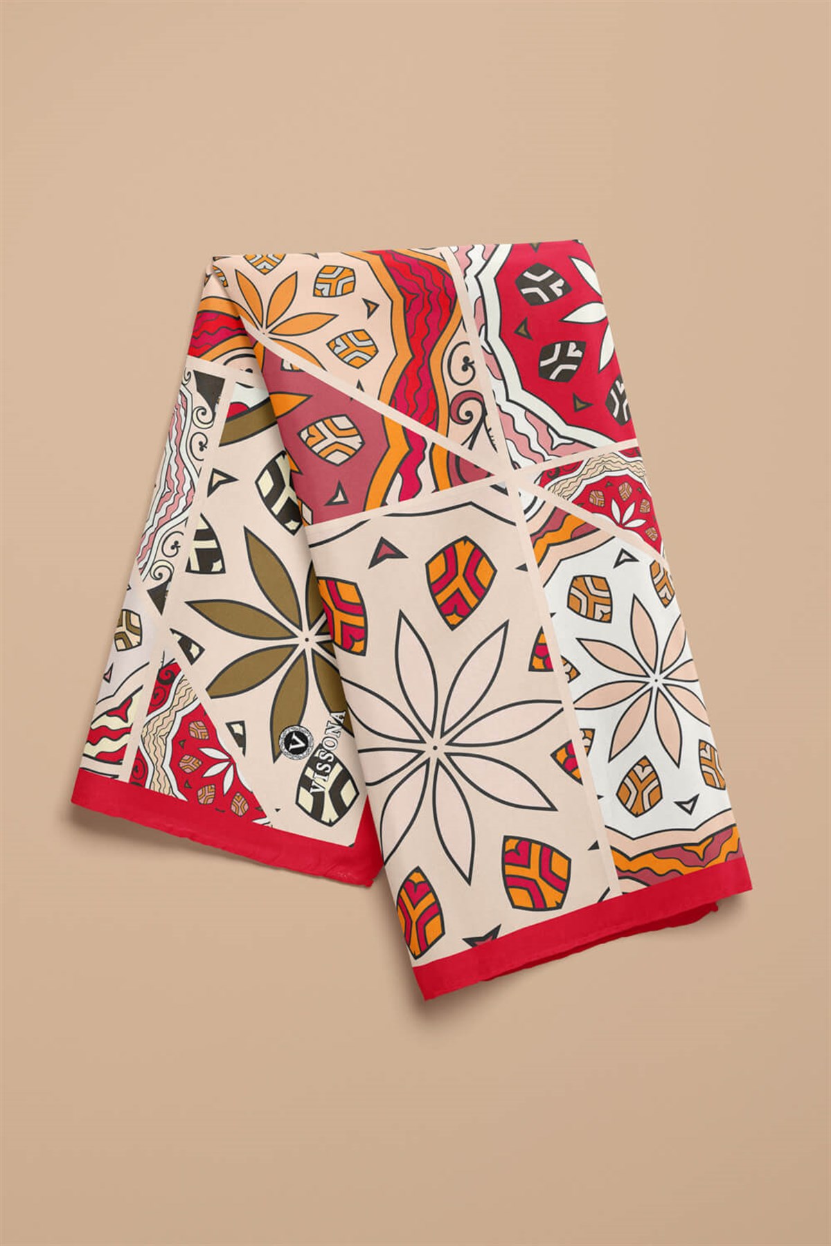 %100 İpek Etnik Desenli Kadın Bandana