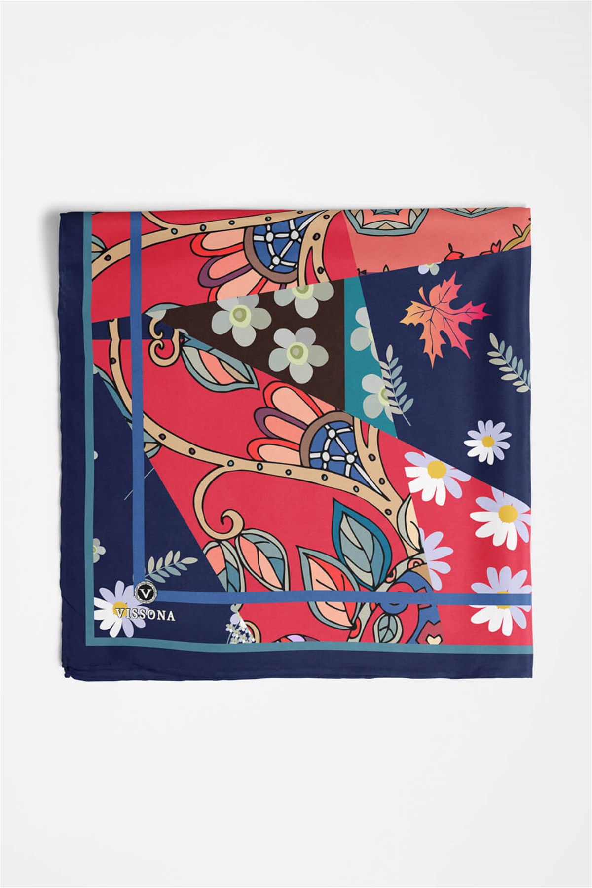 %100 İpek Karışık Desenli Kadın Bandana