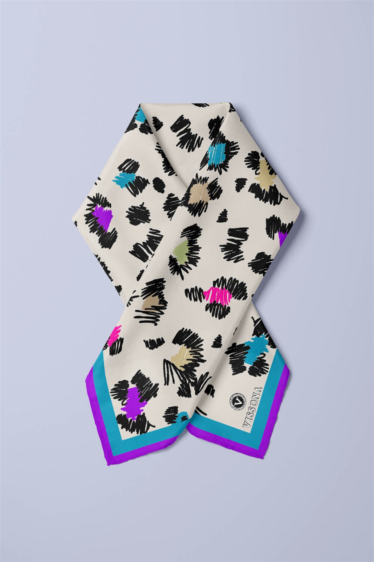 Vissona Leopar Desenli İpek Bandana