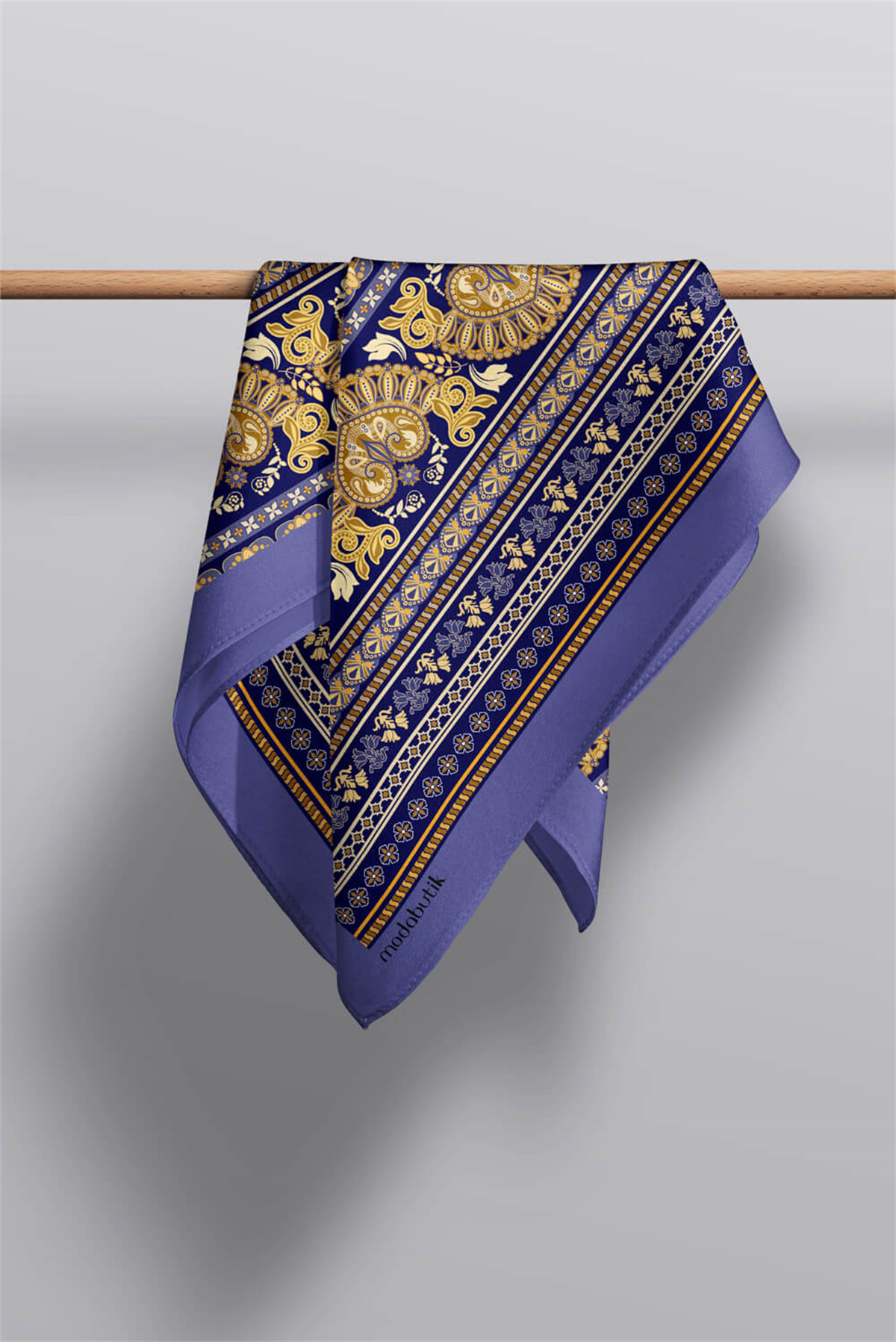 Z71 Kadın Sarı  Sax Şeritler Ve Kalpler  Desenli 50x50 Bandana HYL DG0634-22