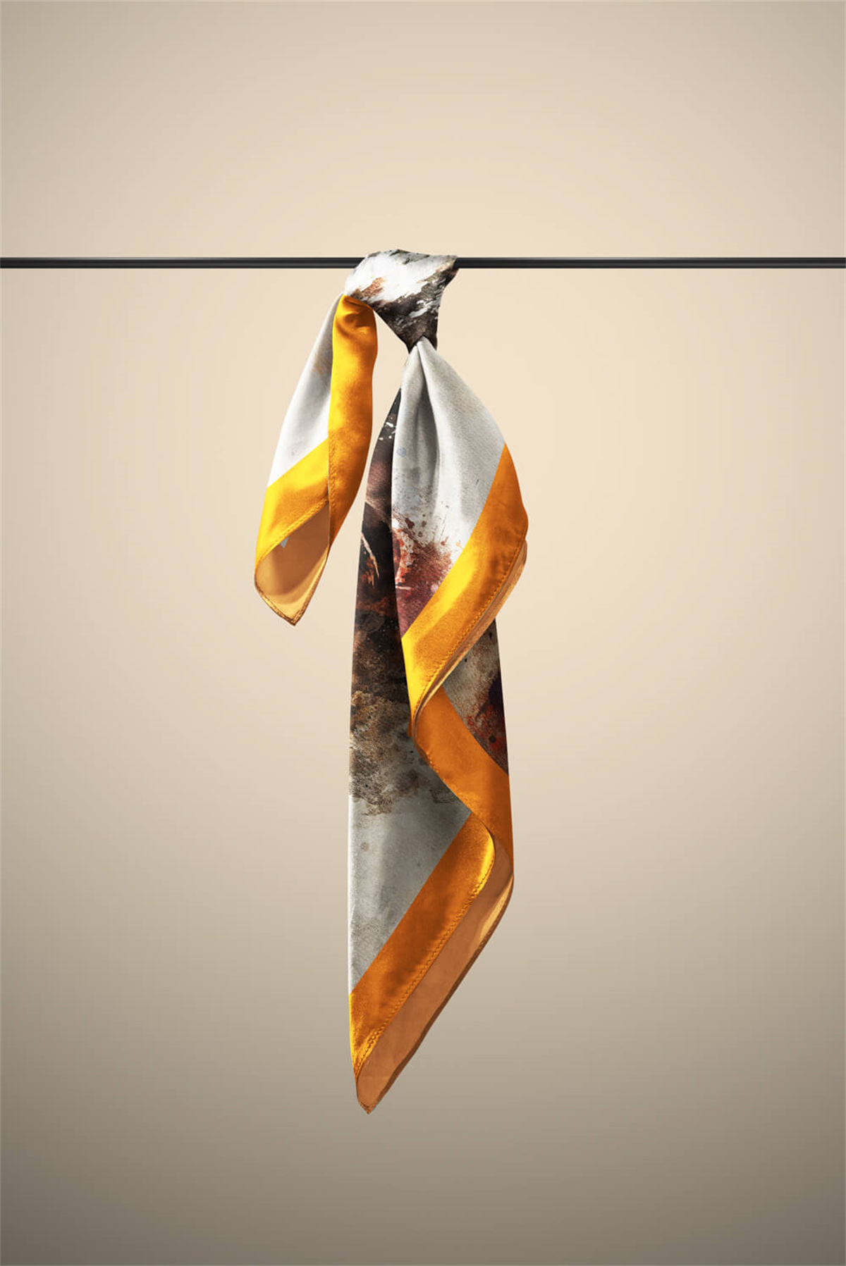 E21 Kadın Kedi Desenli Bandana 50x50 Gri DG0295-22