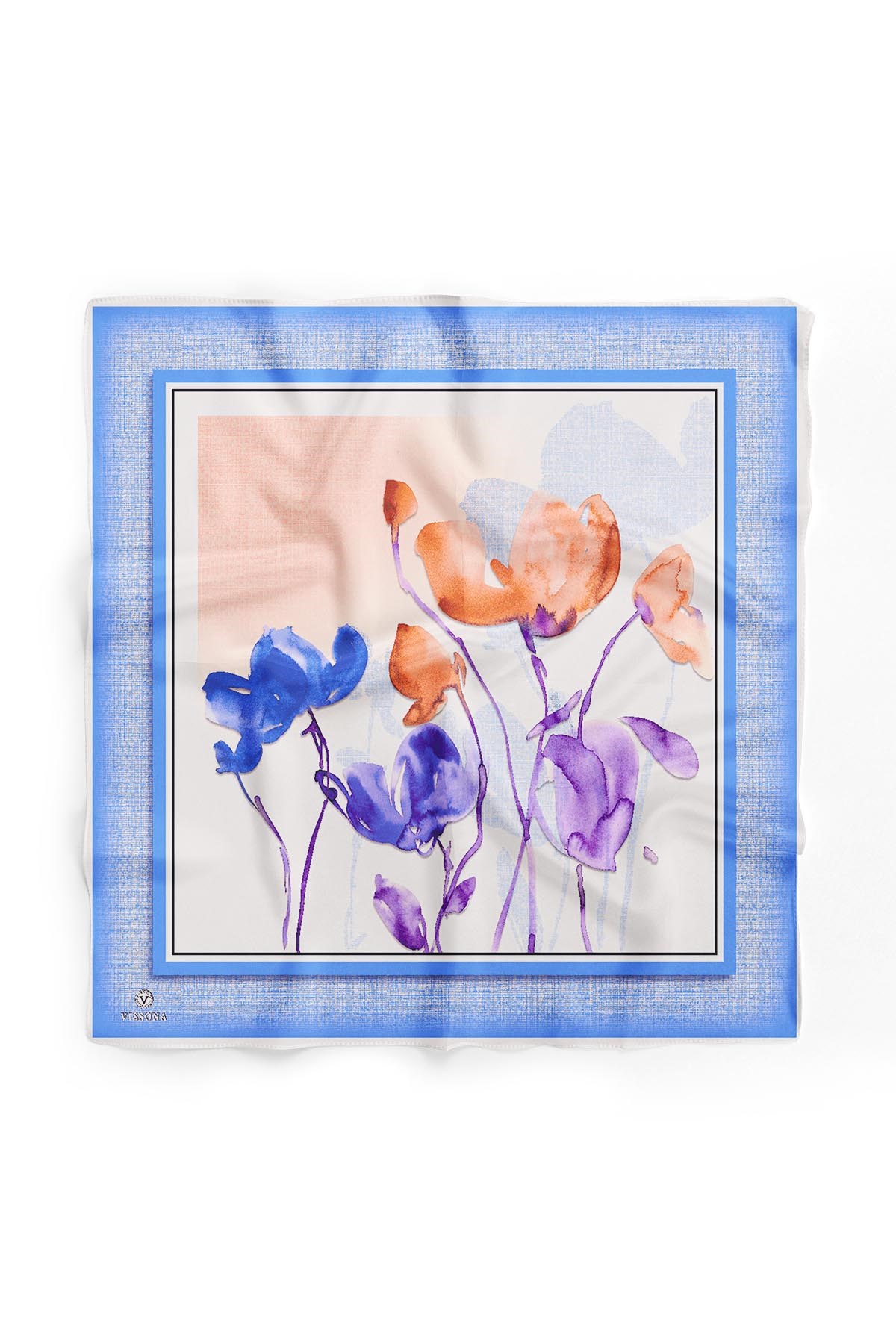 %100 İpek Kadın Desenli Bandana 80x80