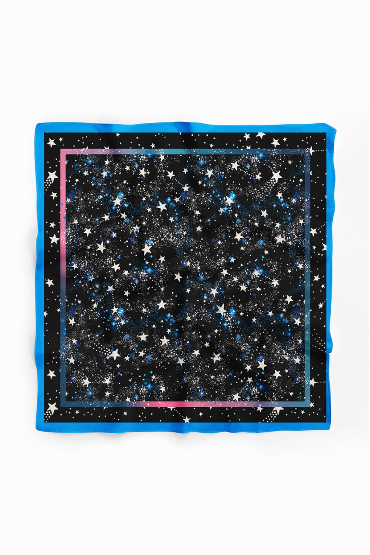 Violla F29 Kadın Mavi Siyah Yıldız Desenli 50x50 Bandana HYL DG01262-22