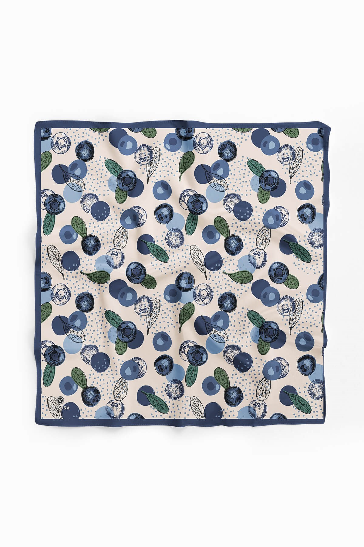 %100 İpek Blueberry Desenli Kadın Bandana