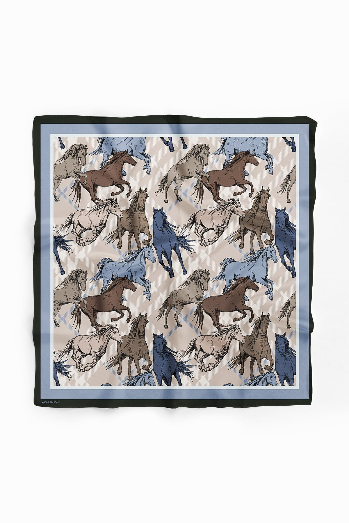 H12 Kadın Krem Horse Desenli 50x50 Bandana HYL DG01542-22