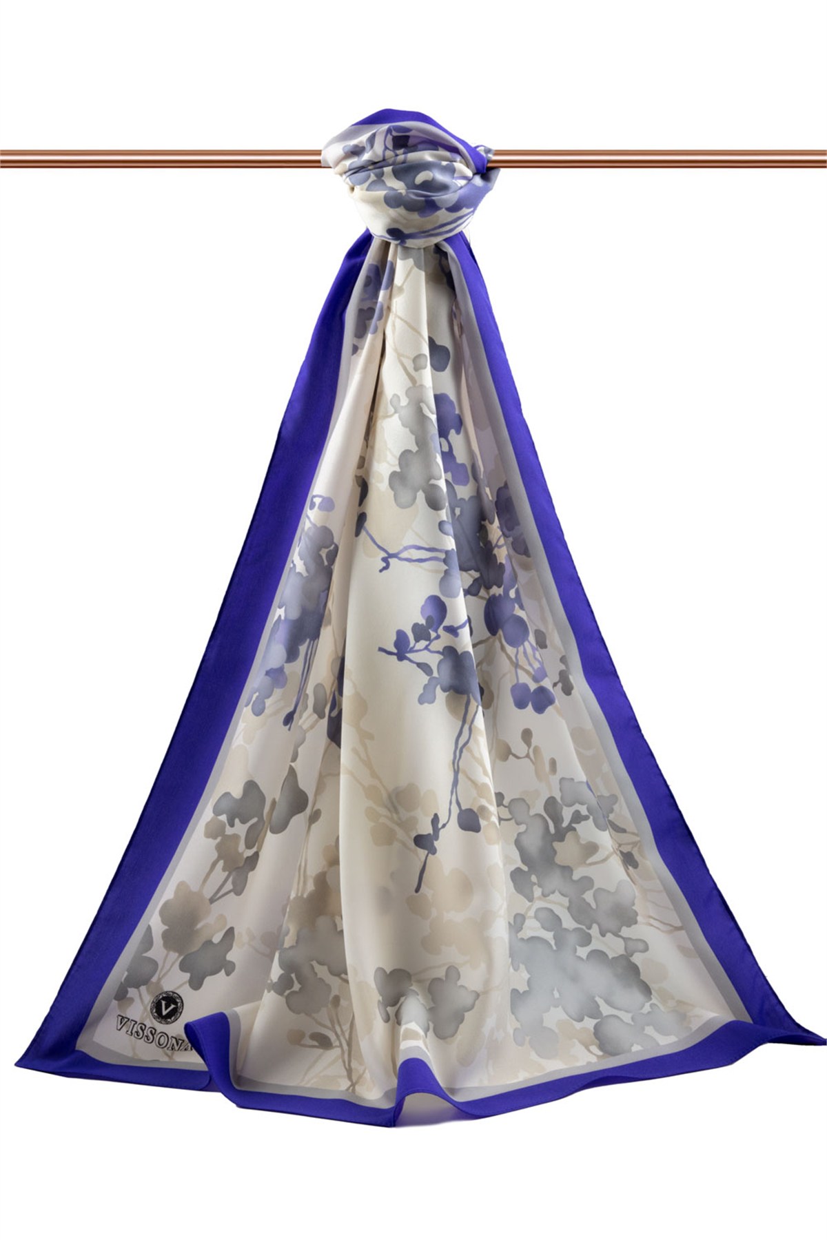KREP ÇİÇEK DESENLİ SAKS RENKLİ 75X195 KIRIŞMAZ ŞAL