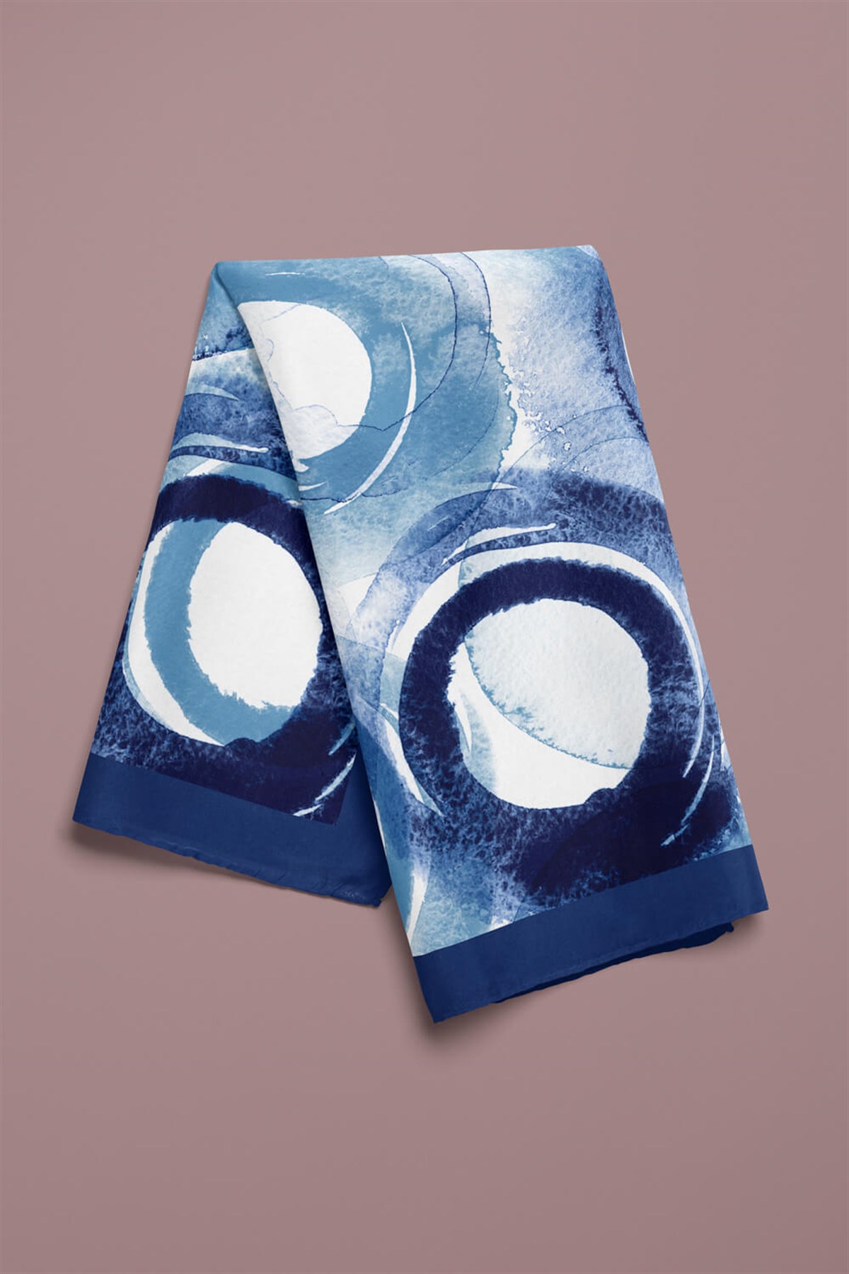 Violla Kadın Halka Desenli Bandana 50x50 Mavi Beyaz DG0423-22