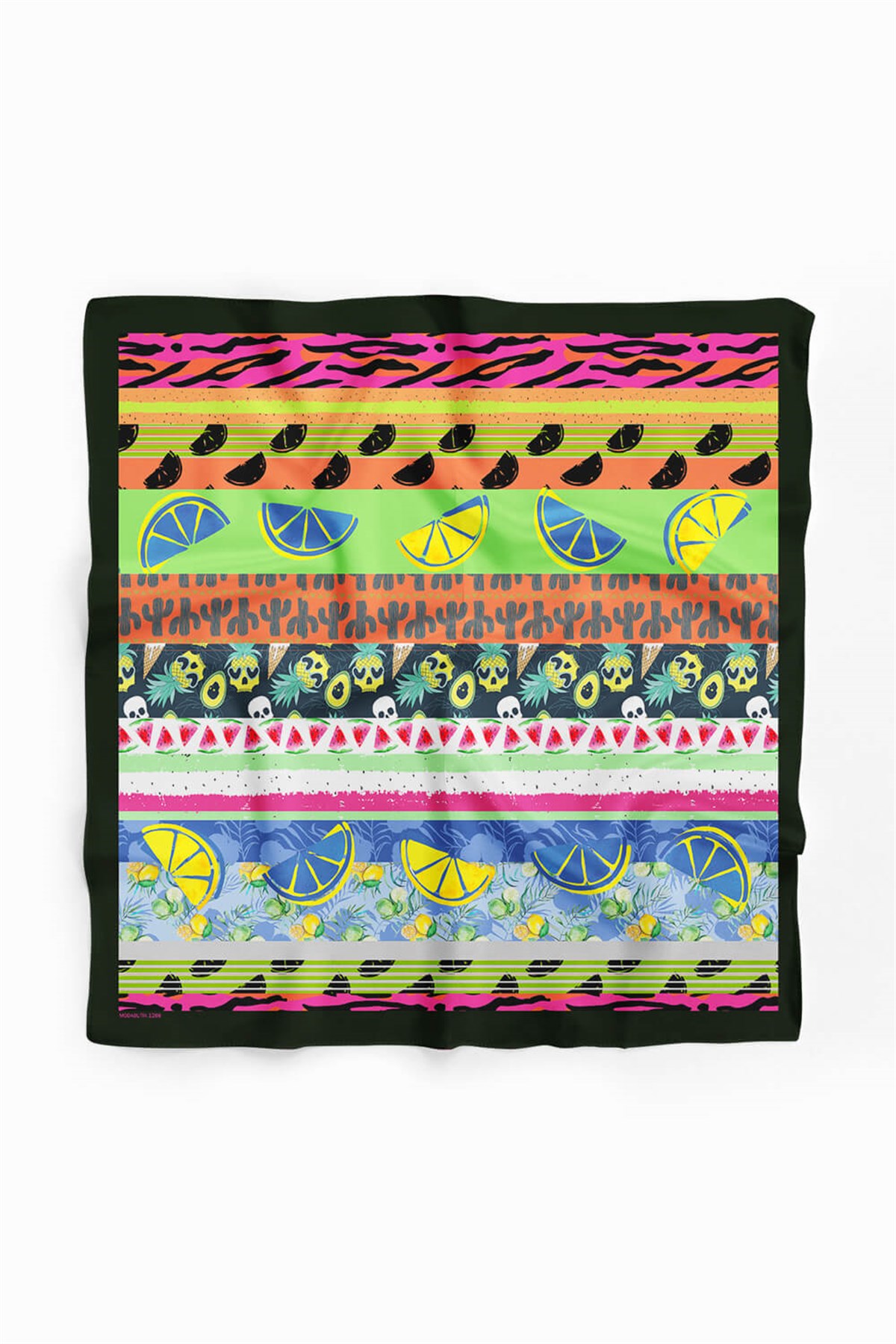Violla Z25 Kadın Yeşil Meyve Desenli 50x50 Bandana HYL DG01266-22