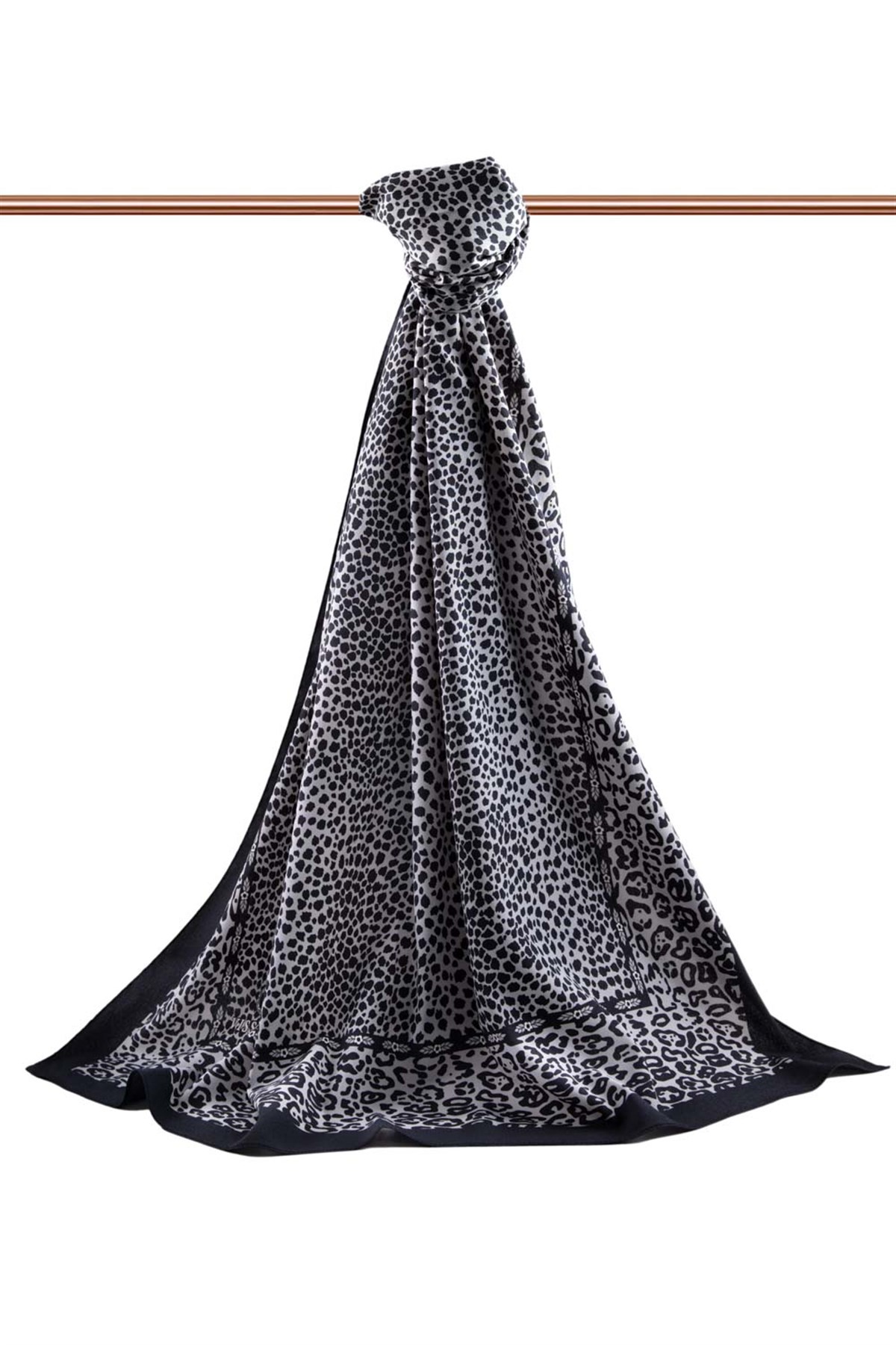 KREP LEOPAR DESENLİ GRİ RENKLİ 75X195 KIRIŞMAZ ŞAL