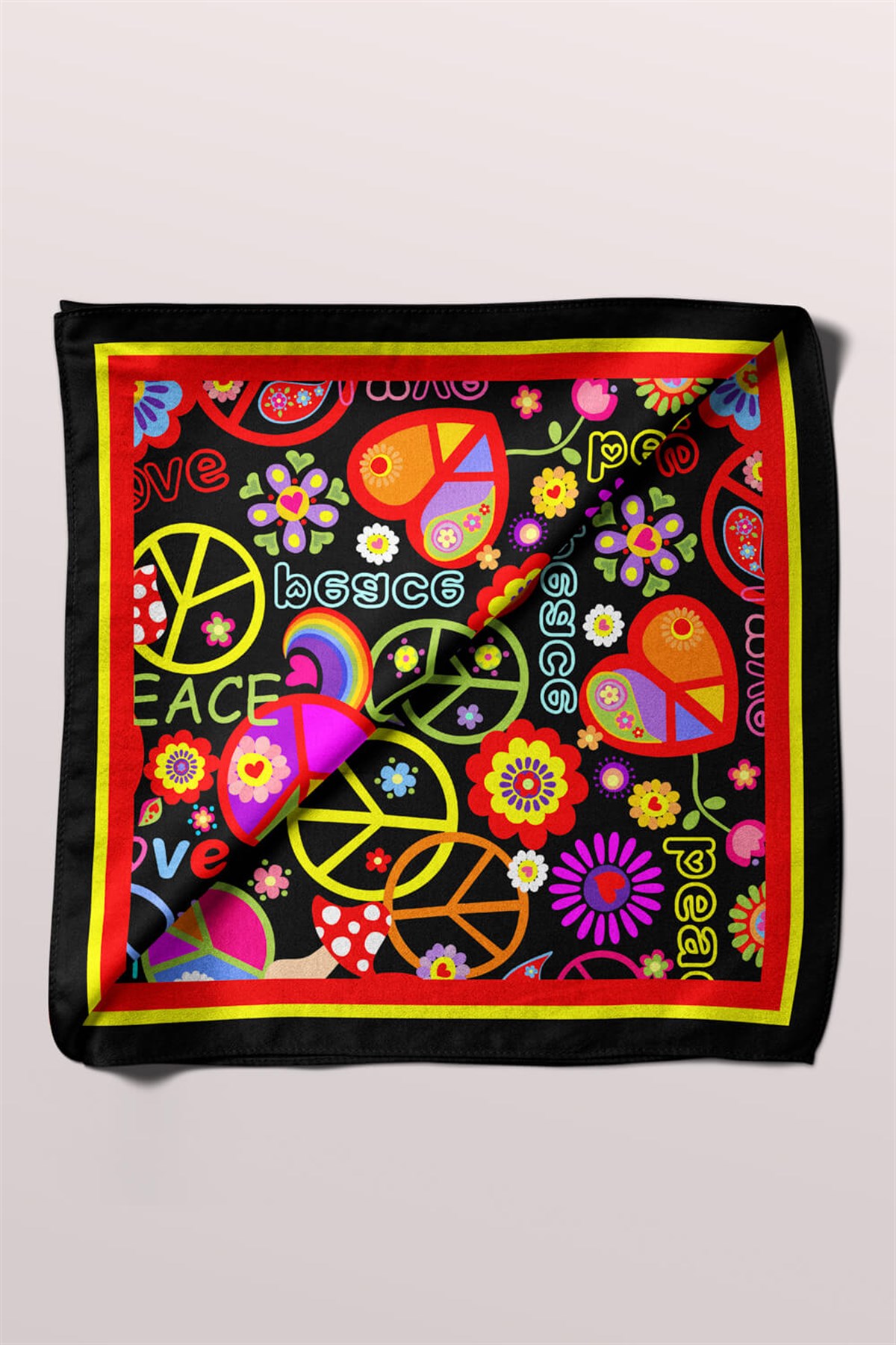 A90 Violla Peace Love Desenli Bandana