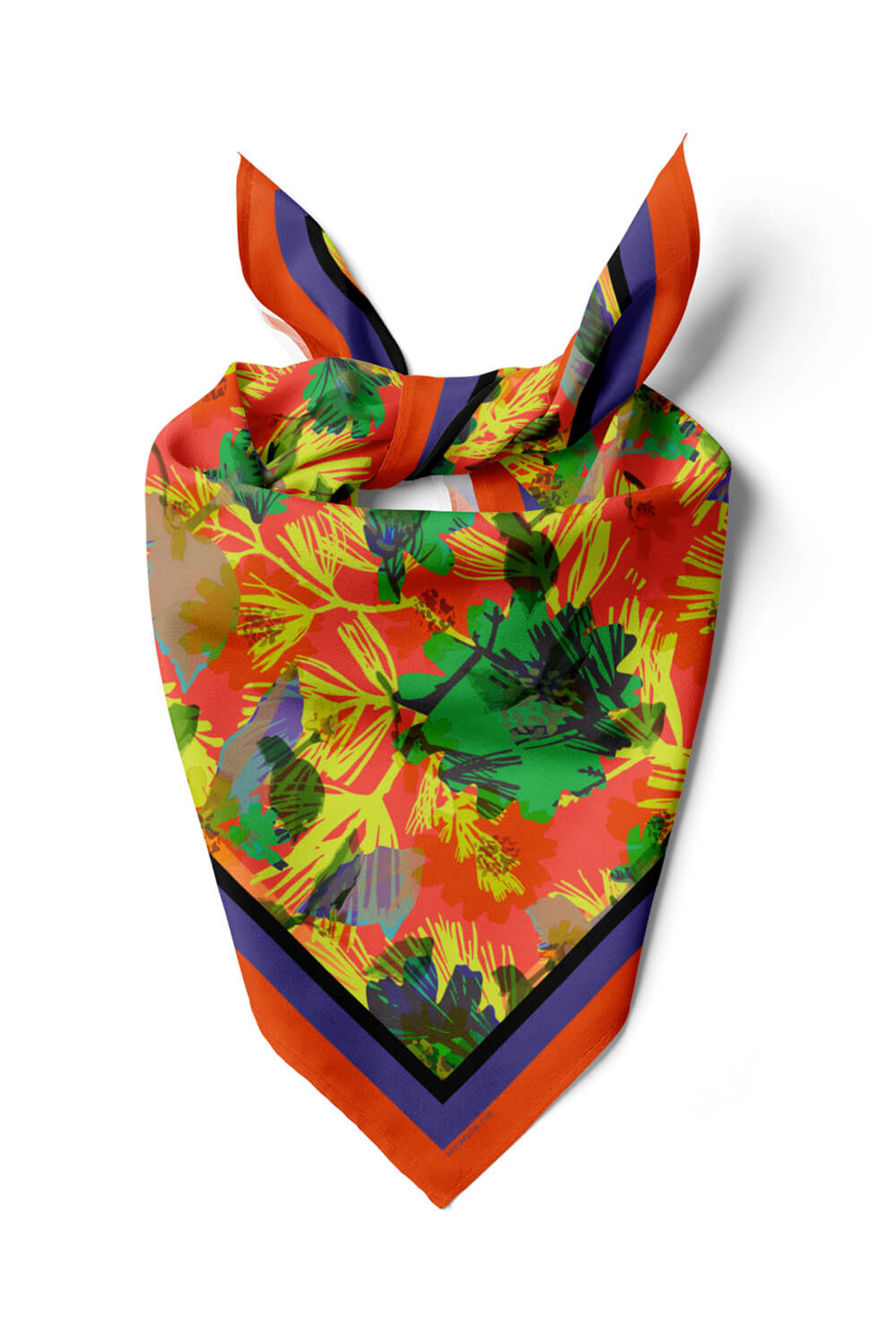 G63 Kadın Renkli Yaprak Desenli Bandana