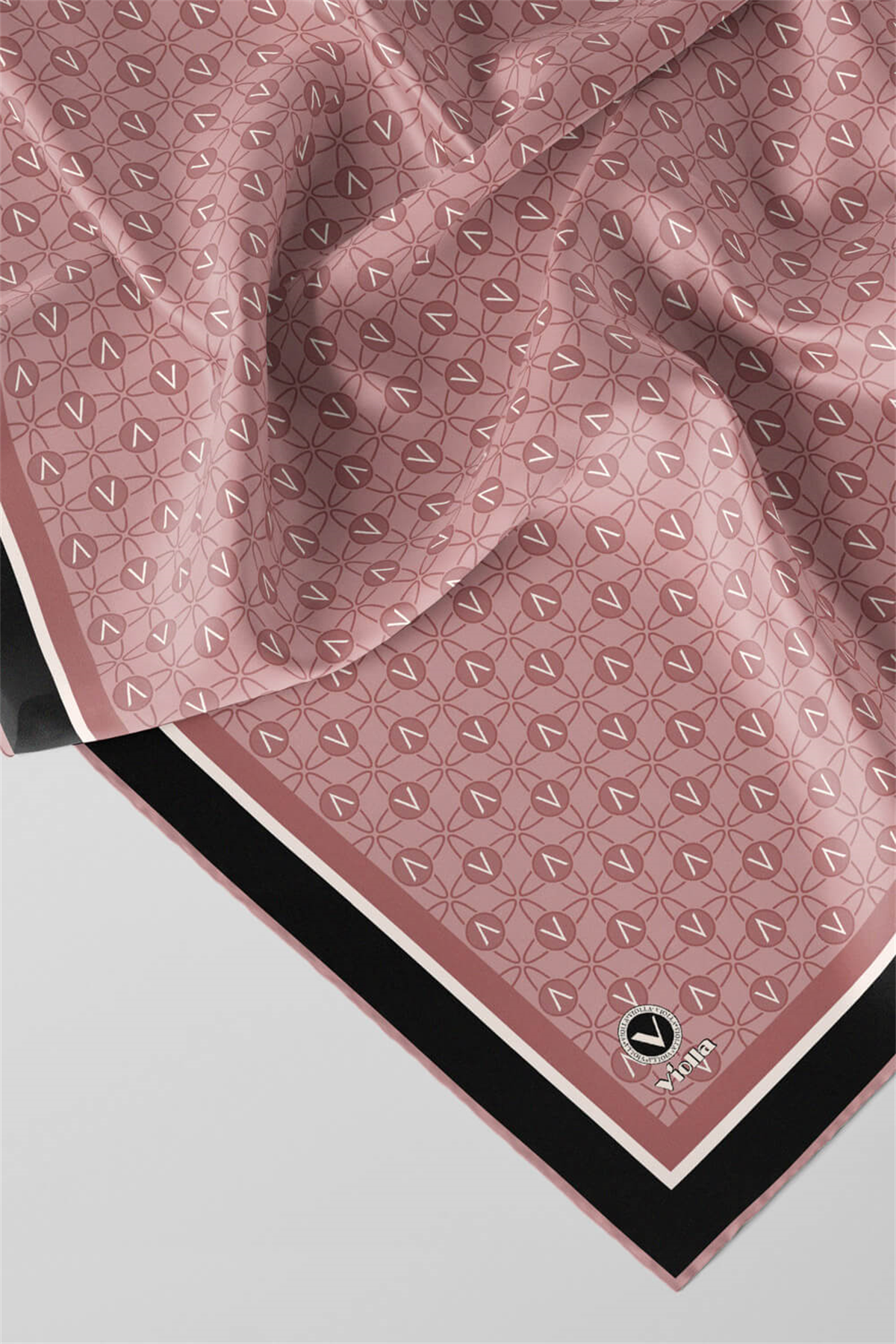 Twill V Desenli Pudra Renkli 90x90 Eşarp (İpek İçermez) Dikim Şekli : El Dikişi