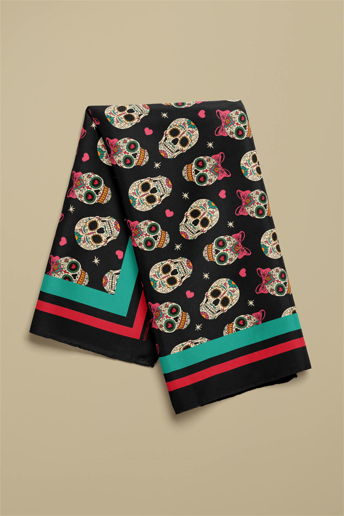 G20 Kadın Kurukafa Desenli 50x50 Bandana HYL DG01389-22