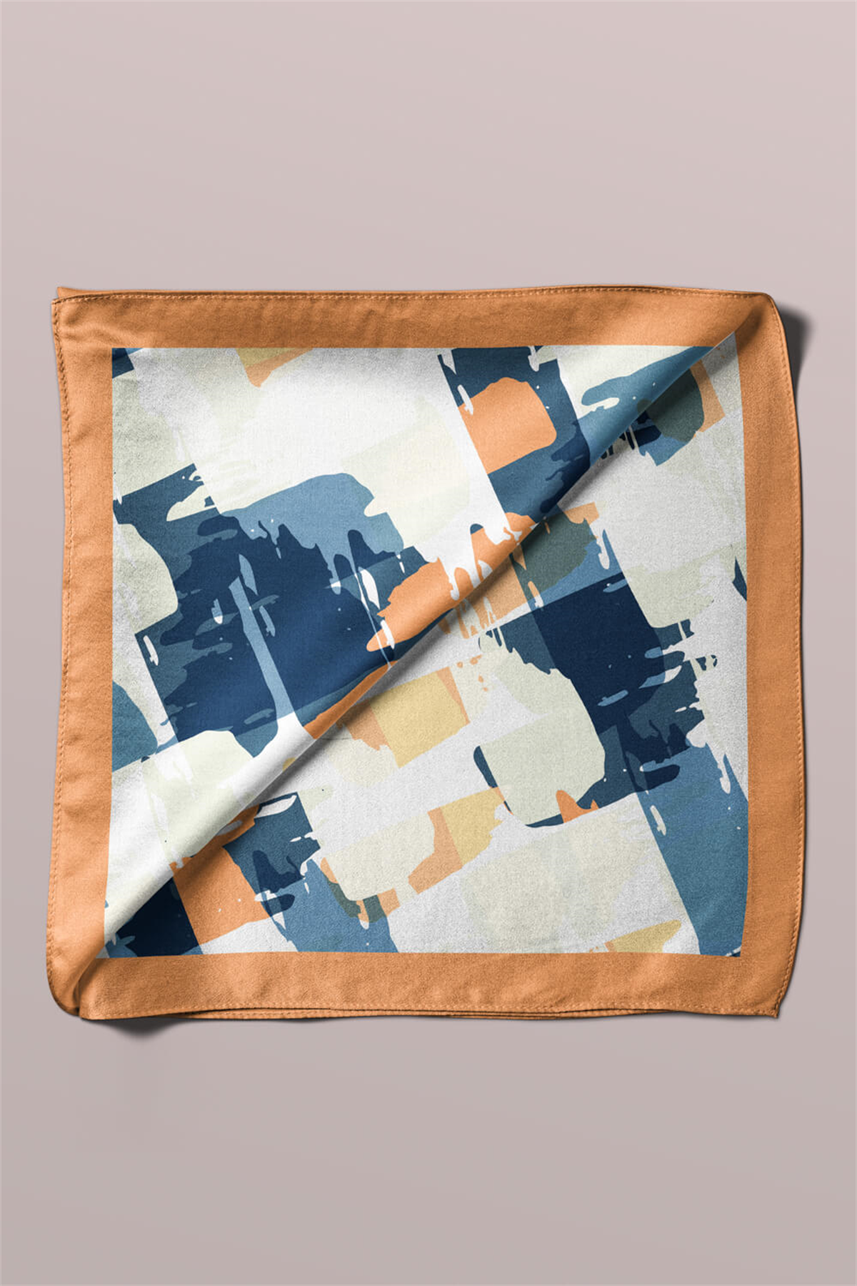 Y23 Kadın Sulu Boya Desenli Bandana 50x50 DG0398-22