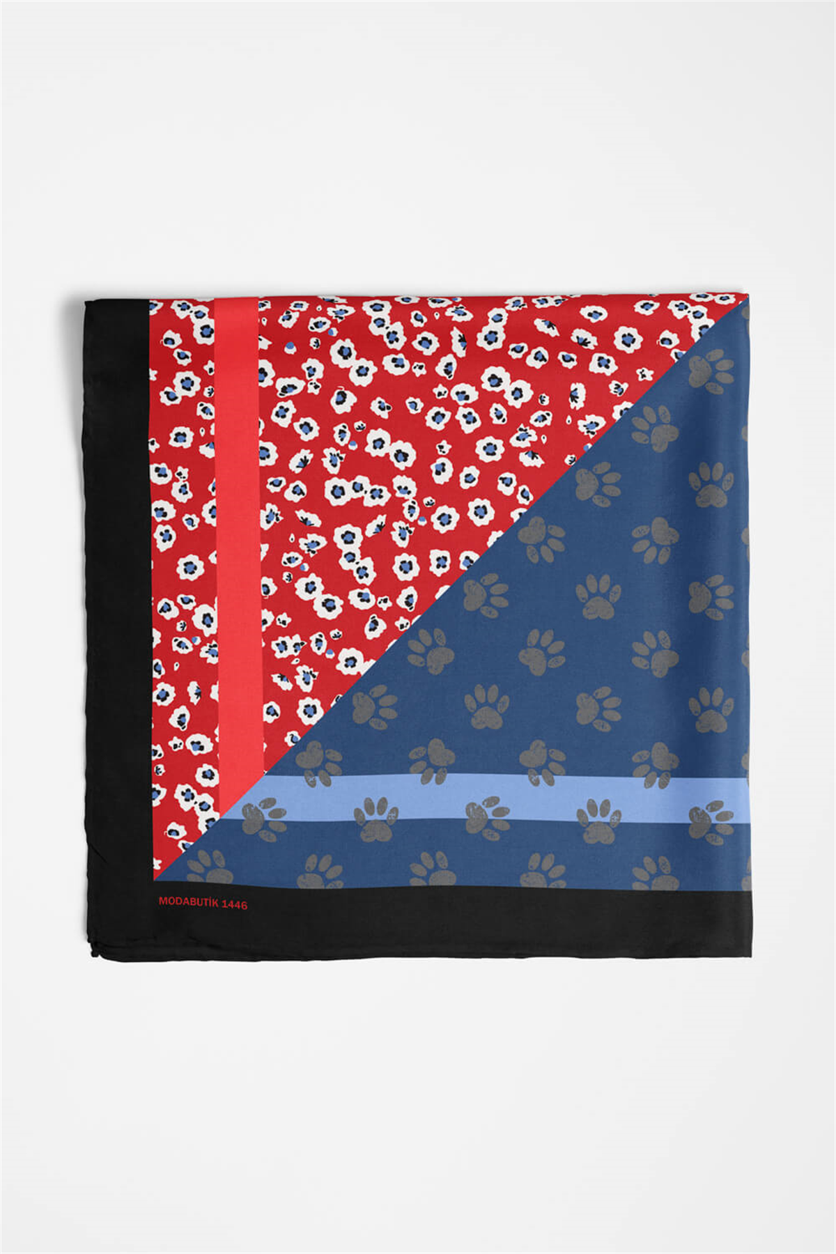 Z69 Kadın Mavi Pati Desenli 50x50 Bandana HYL DG01446-22