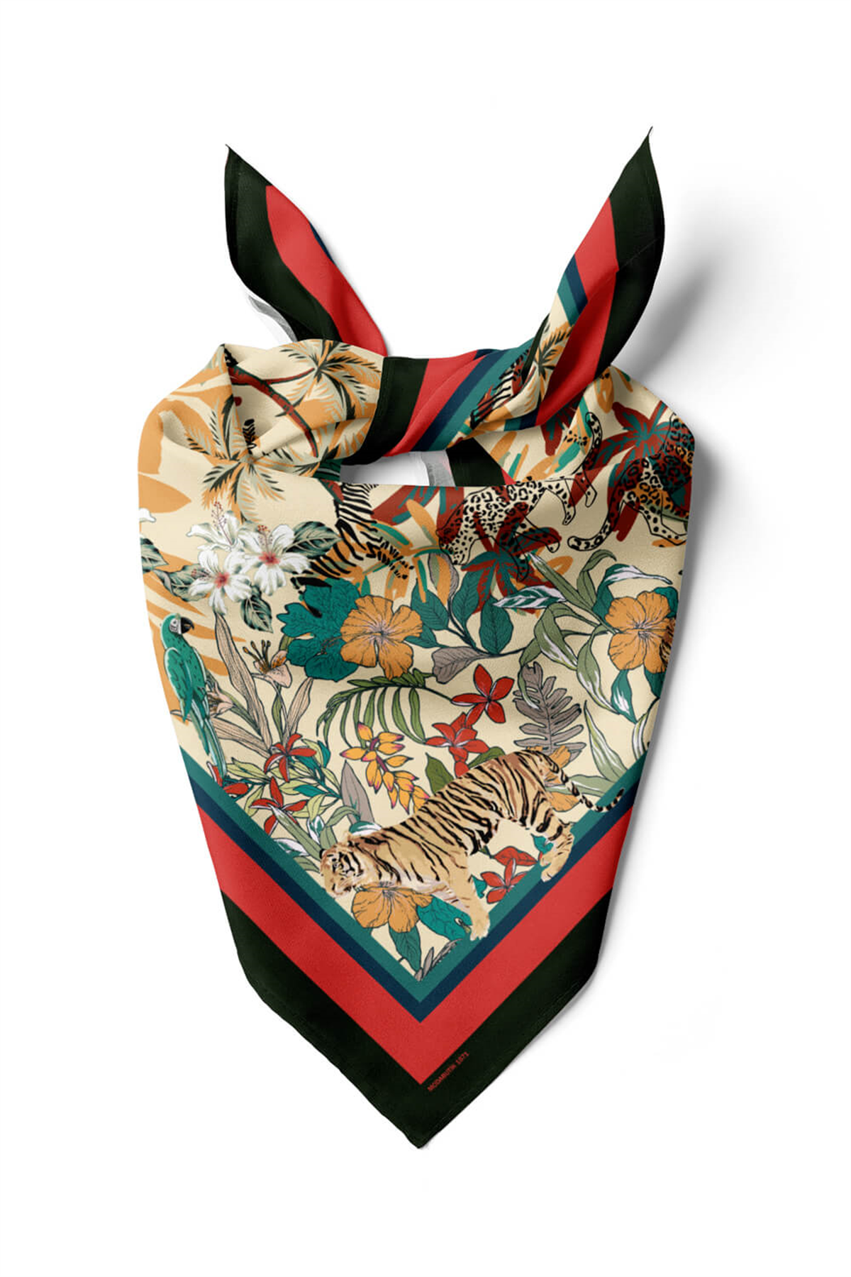 C89 Kadın Kaplan Desenli 50x50 Bandana DG01571-22