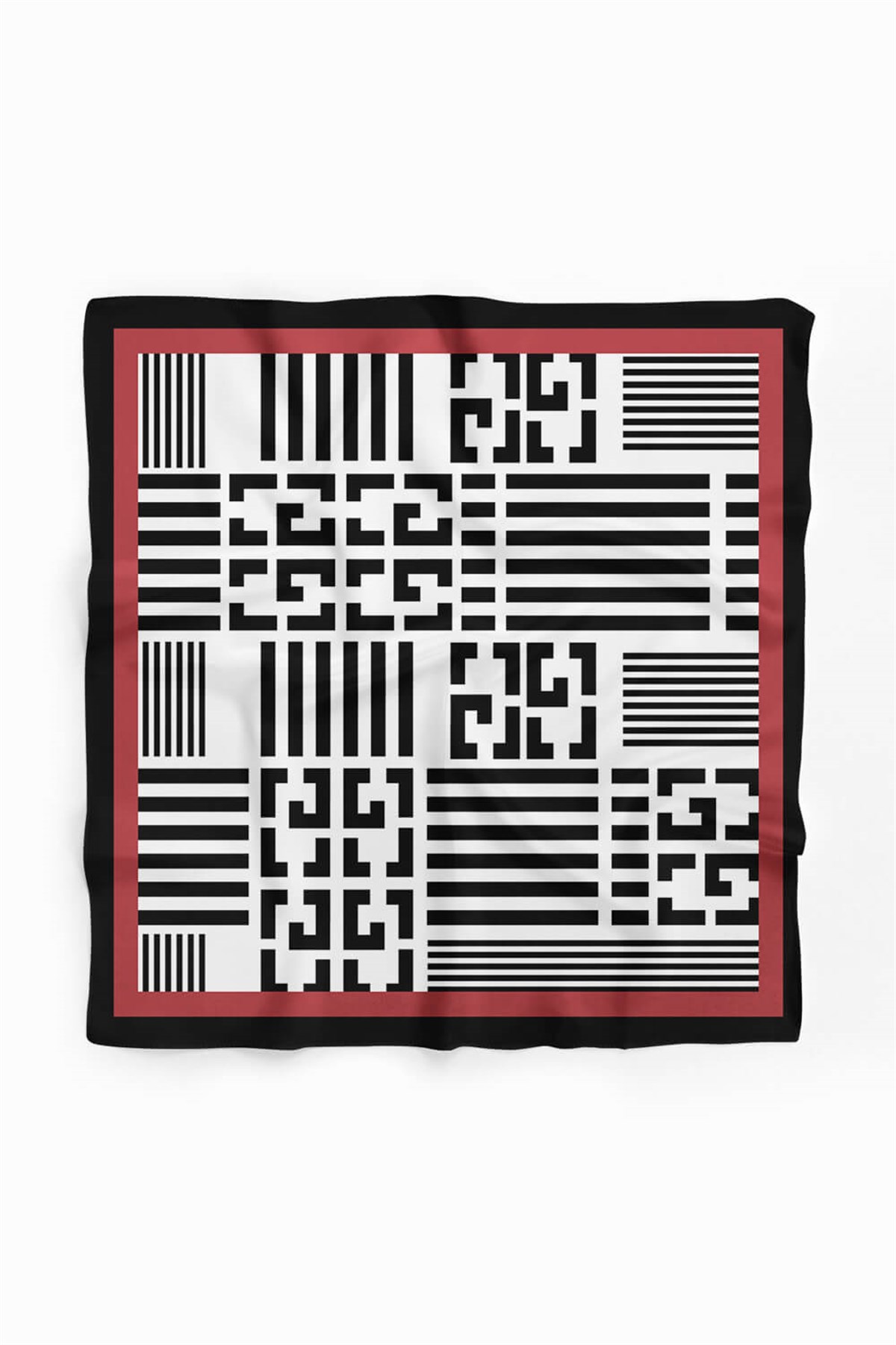 Violla Kadın Siyah Beyaz Geometrik Desenli 50x50 Bandana HYL DG01510-22