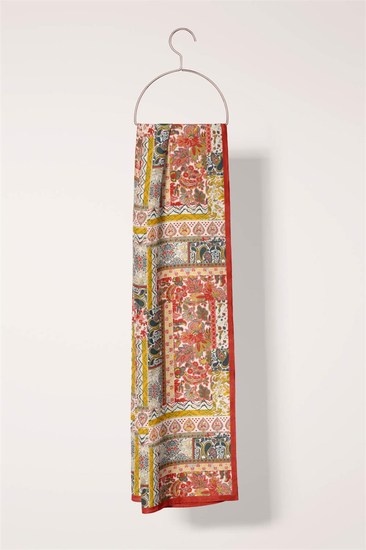 I33 Modabutik Şal Desenli Yavruağzı Fular