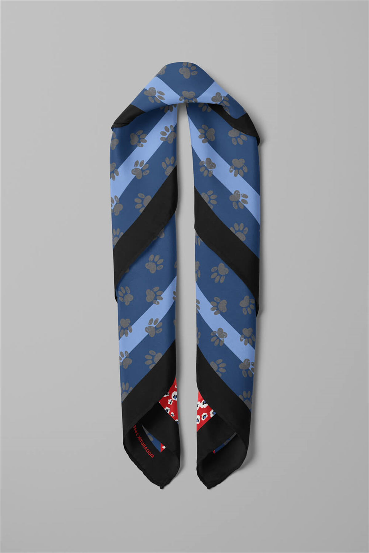 Z69 Kadın Mavi Pati Desenli 50x50 Bandana HYL DG01446-22