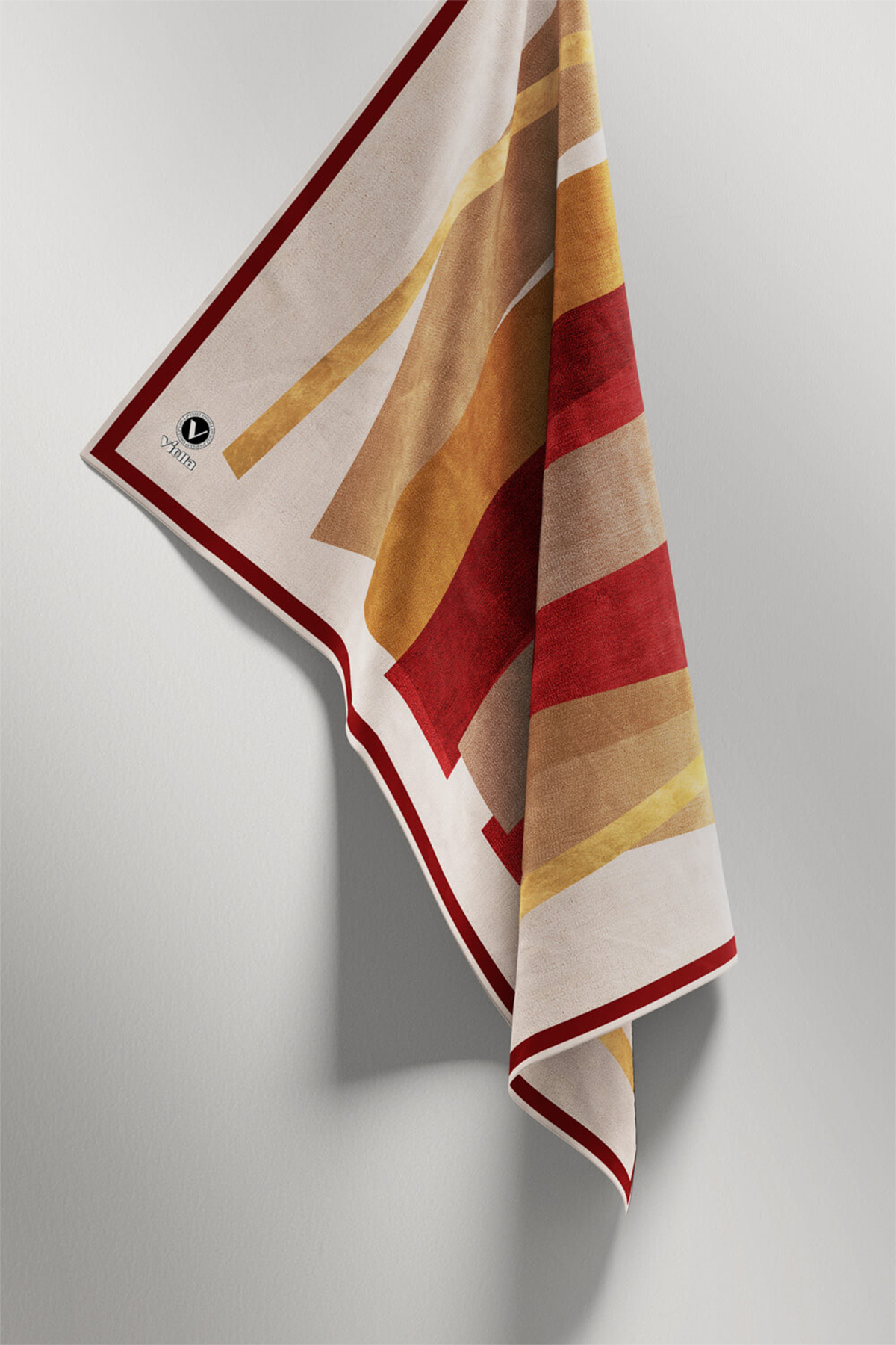 Twill Geometrik Desenli Bordo Renkli 90x90 Eşarp (İpek İçermez) Kenar Dikiş Şekli El Dikişli