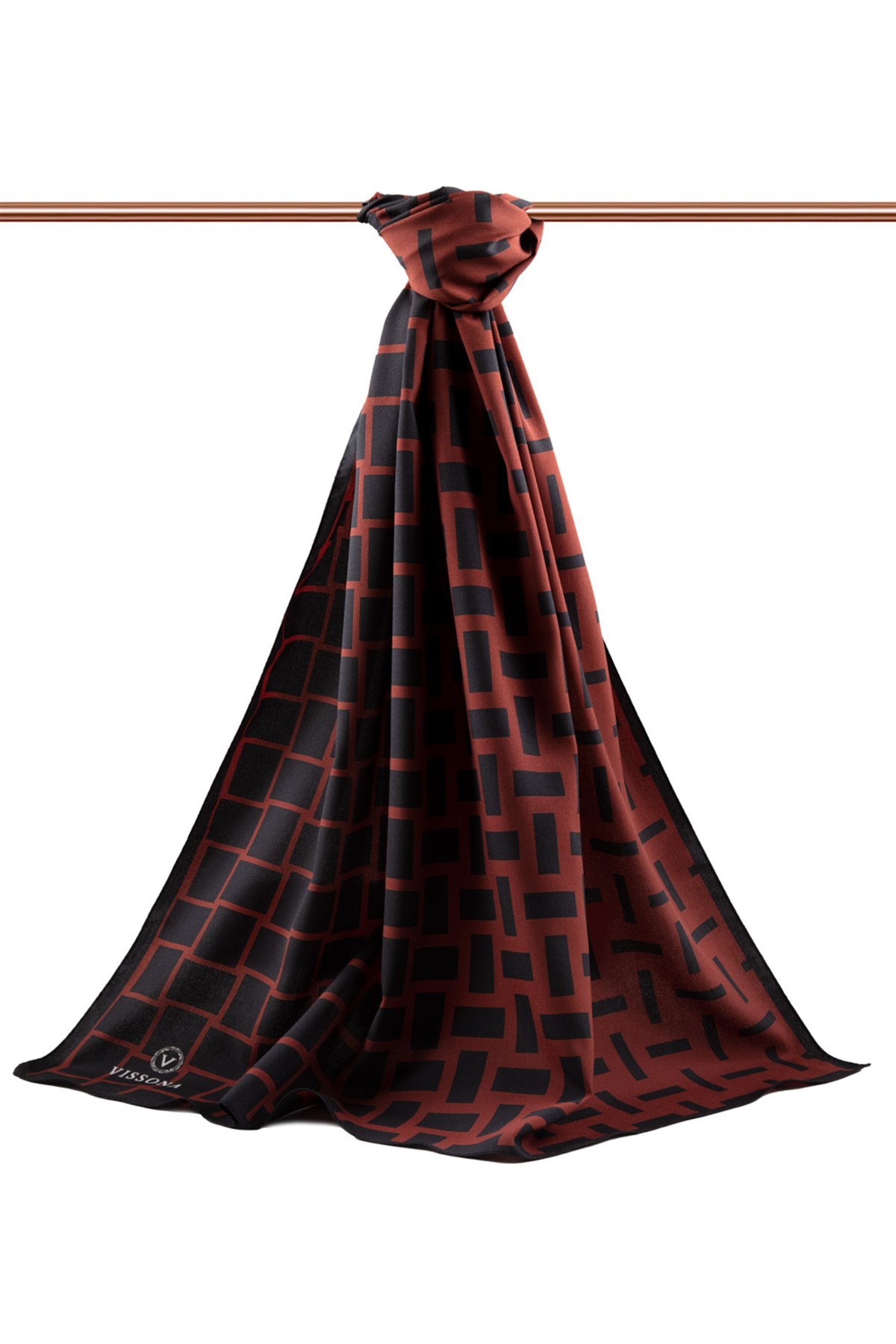 KREP KARELİ DESENLİ BORDO RENKLİ 75X195 KIRIŞMAZ ŞAL