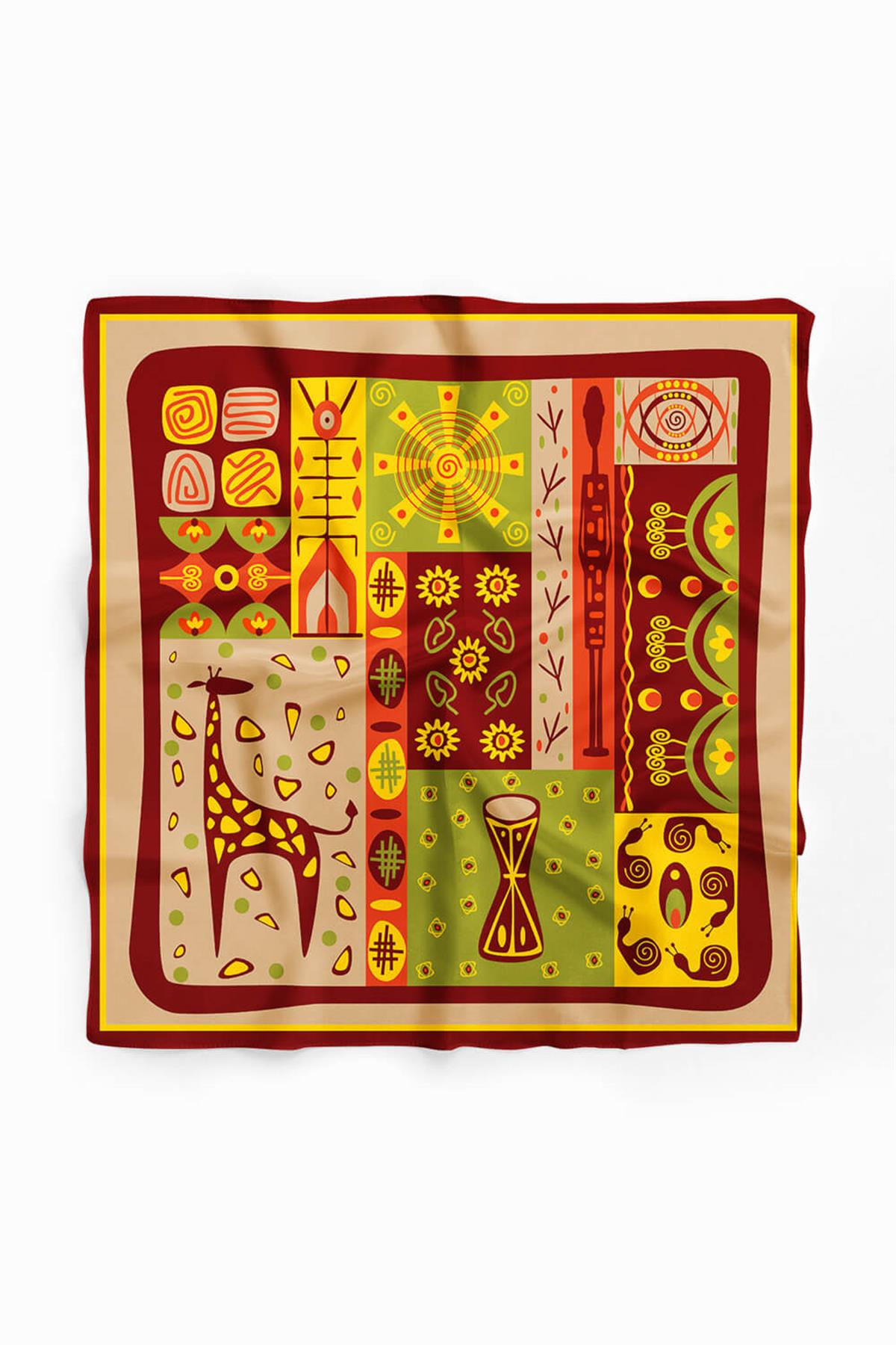 Vissona Geometrik Desenli İpek Bandana