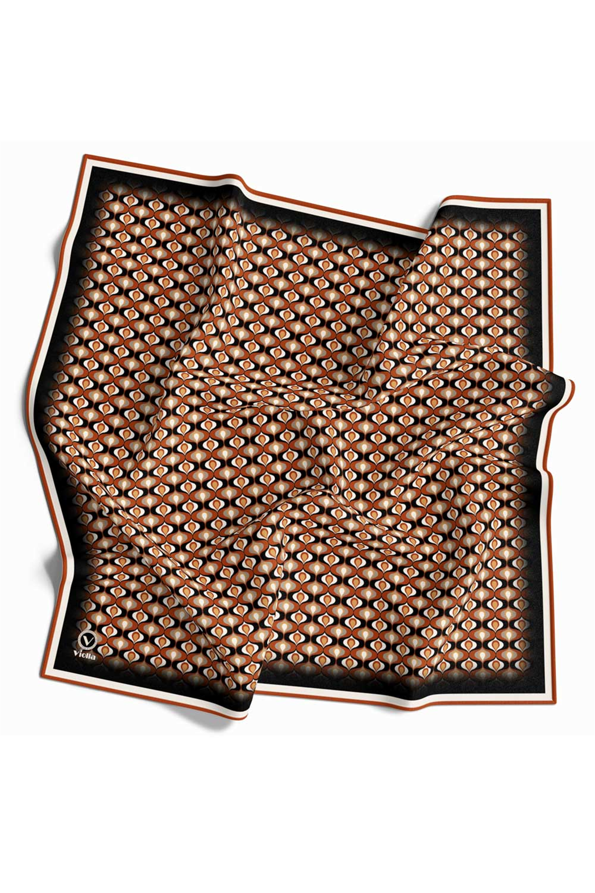 Twill Çıtır Desenli Taba Renkli 90x90 Eşarp (İpek İçermez) Kenar Dikiş Şekli El Dikişli