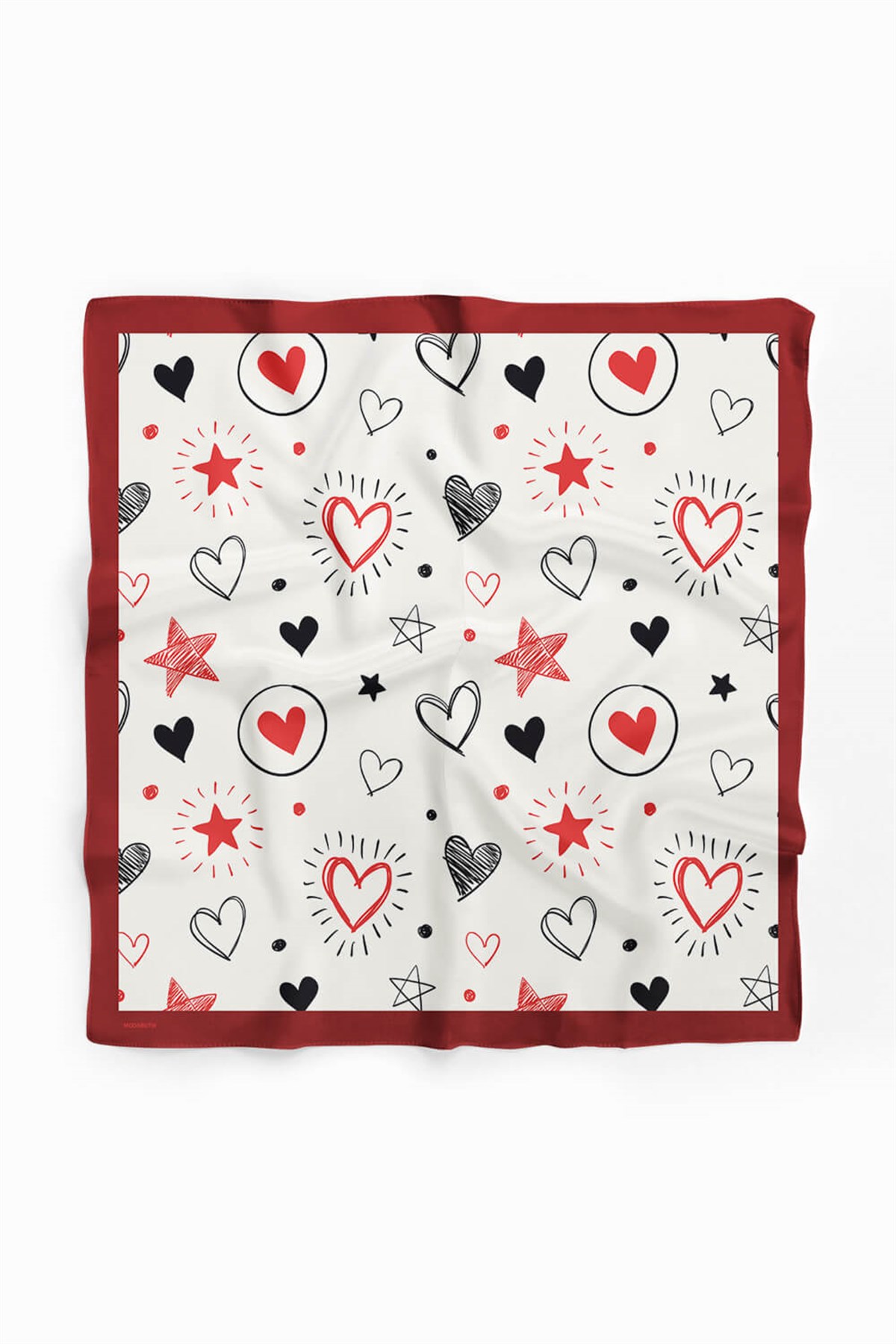 Violla F54 Kadın Kalp Desenli Bandana 50x50 DG0459-22