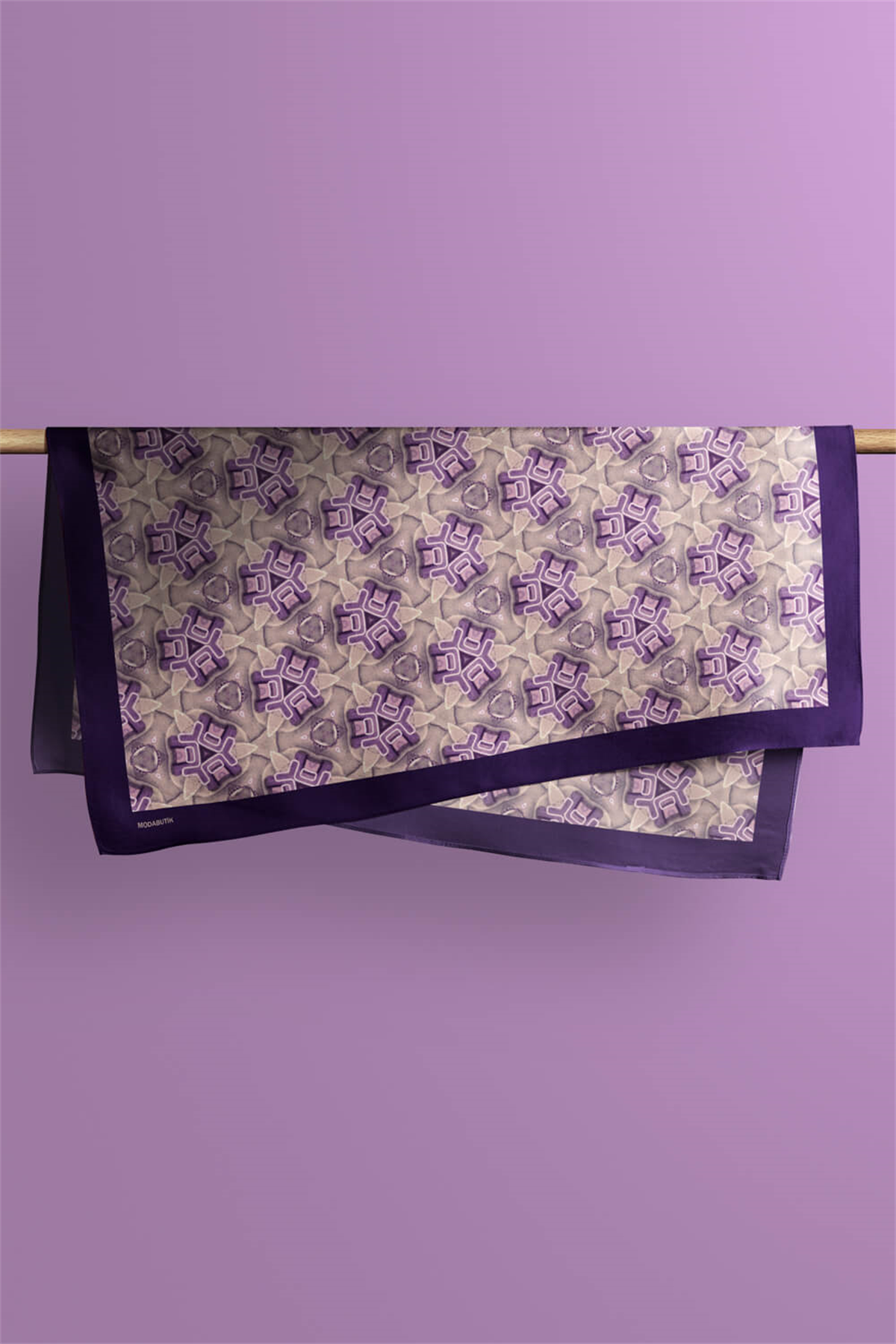 D52 Kadın Geometric Desenli Bandana 50x50 Mor DG0240-22